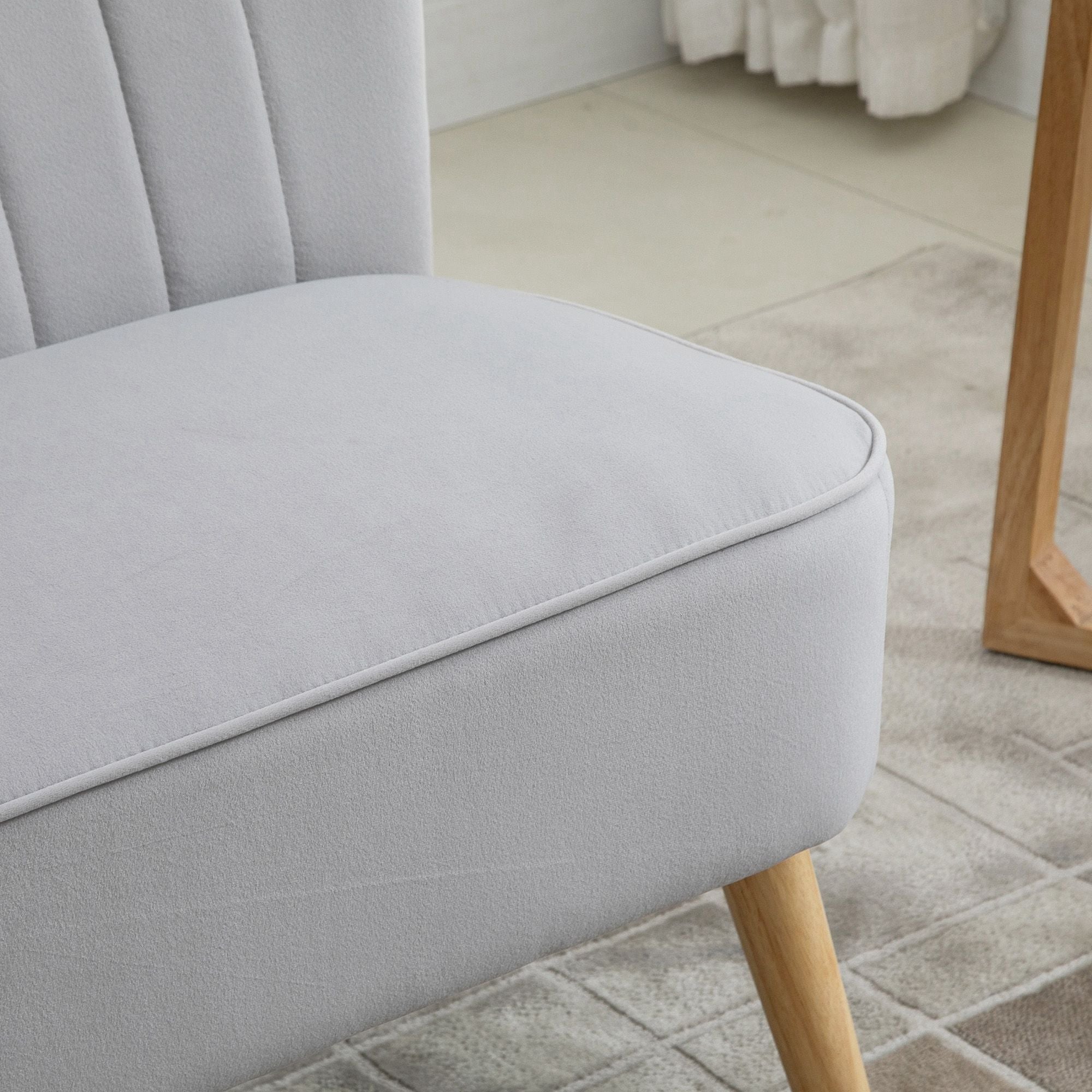 HOMCOM Modern Velvet Double Seat Sofa w/ Wood Frame Foam Padding High Back Soft Comfortable Compact Couch Home Office Stylish Plush Touch Grey