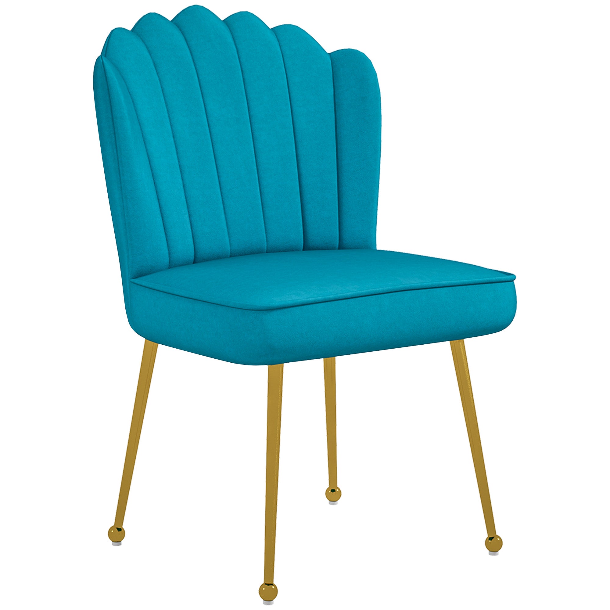 HOMCOM Shell Luxe Velvet Accent Chair with Gold-tone Metal Legs, Modern Vanity Chair for Living Room, Bedroom, Home Office, Blue