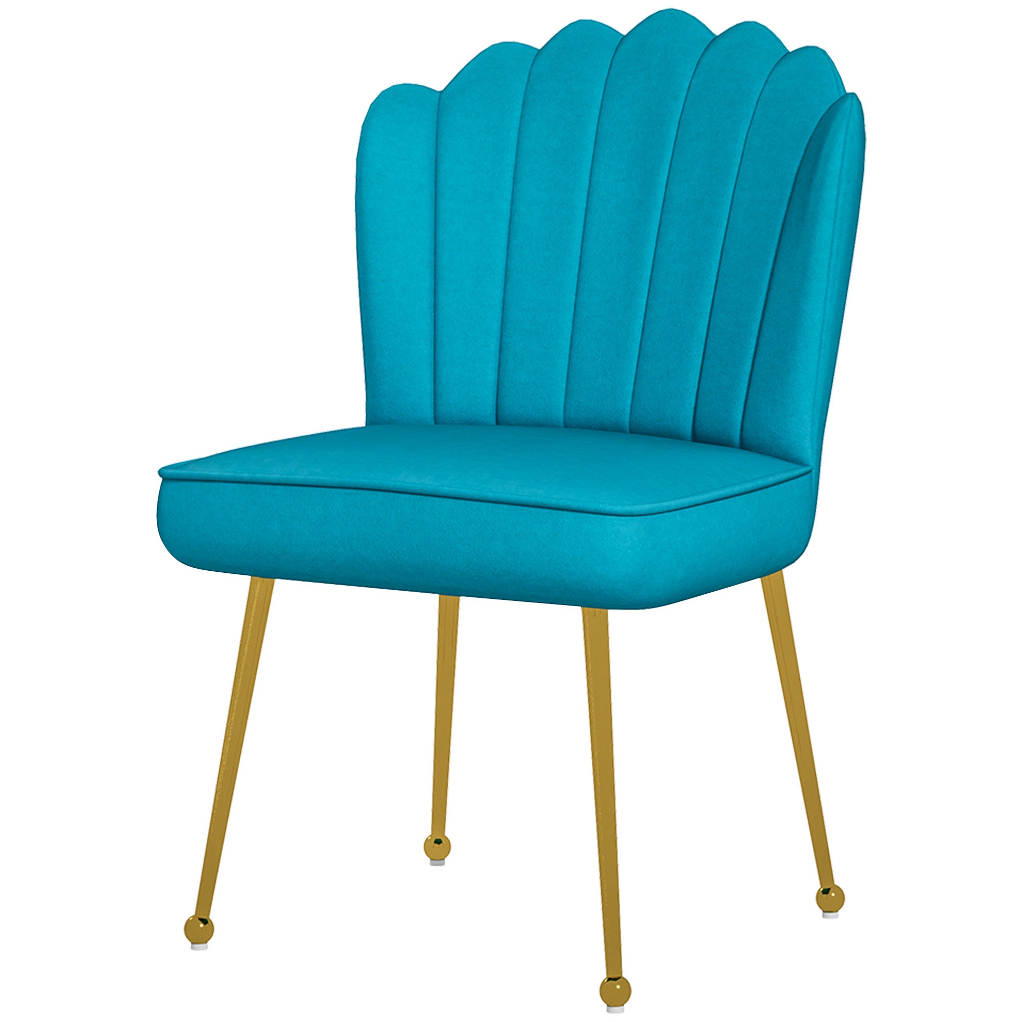 HOMCOM Shell Luxe Velvet Accent Chair with Gold-tone Metal Legs, Modern Vanity Chair for Living Room, Bedroom, Home Office, Blue