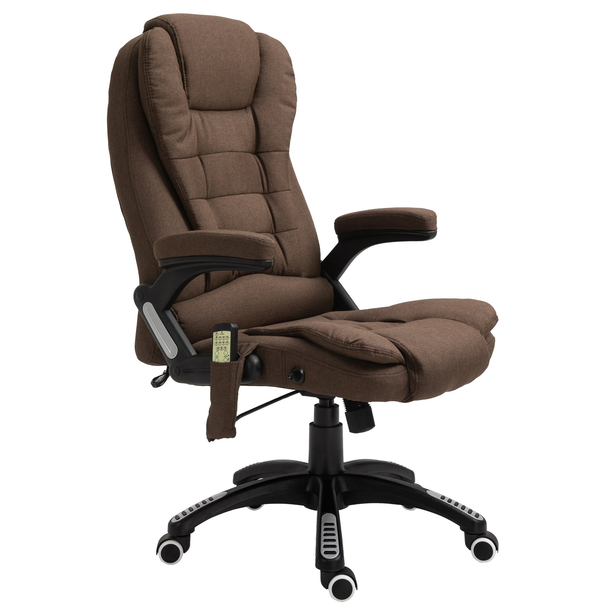 Vinsetto 6 Point Vibrating Massage Home Office Chair High Back Executive Chair with Reclining Back, Swivel Wheels, Brown