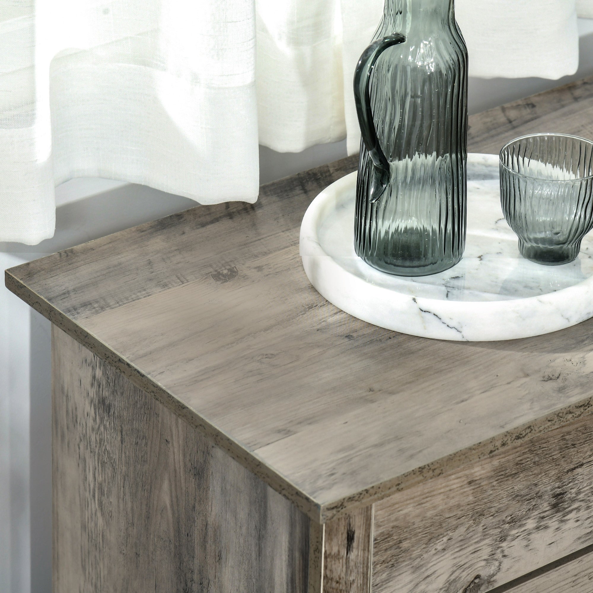 Farmhouse Sideboard Cabinet with Barn Doors, Drawer & Adjustable Shelf, Gray