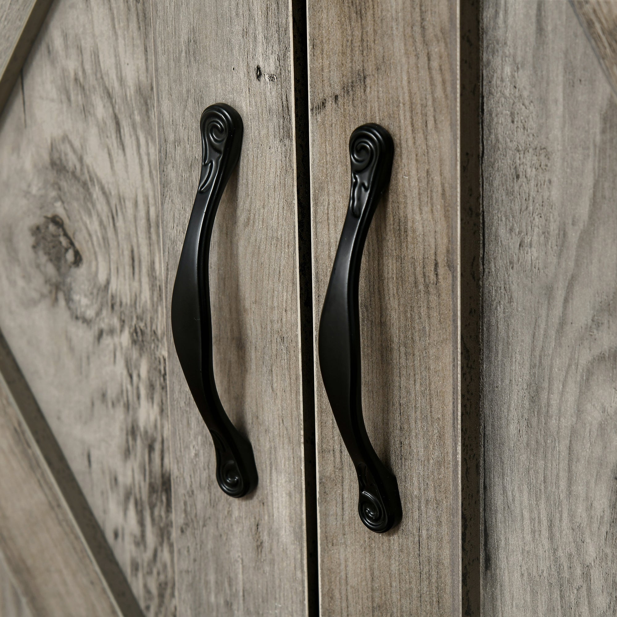 Farmhouse Sideboard Cabinet with Barn Doors, Drawer & Adjustable Shelf, Gray