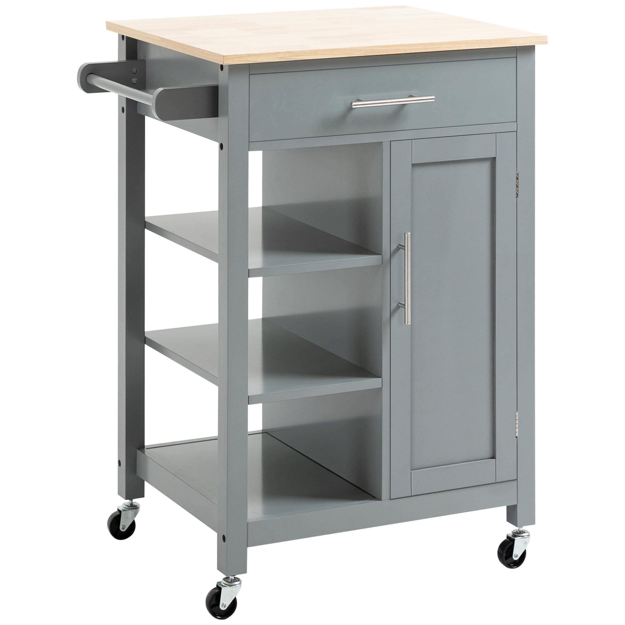 Kitchen Island Cart Rolling Kitchen Island 27.25" W x 19" D x 35" H Gray