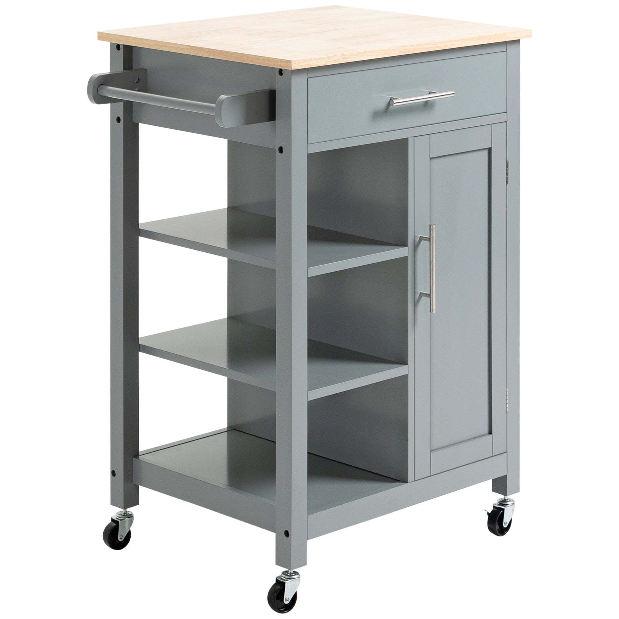Kitchen Island Cart Rolling Kitchen Island 27.25" W x 19" D x 35" H Gray