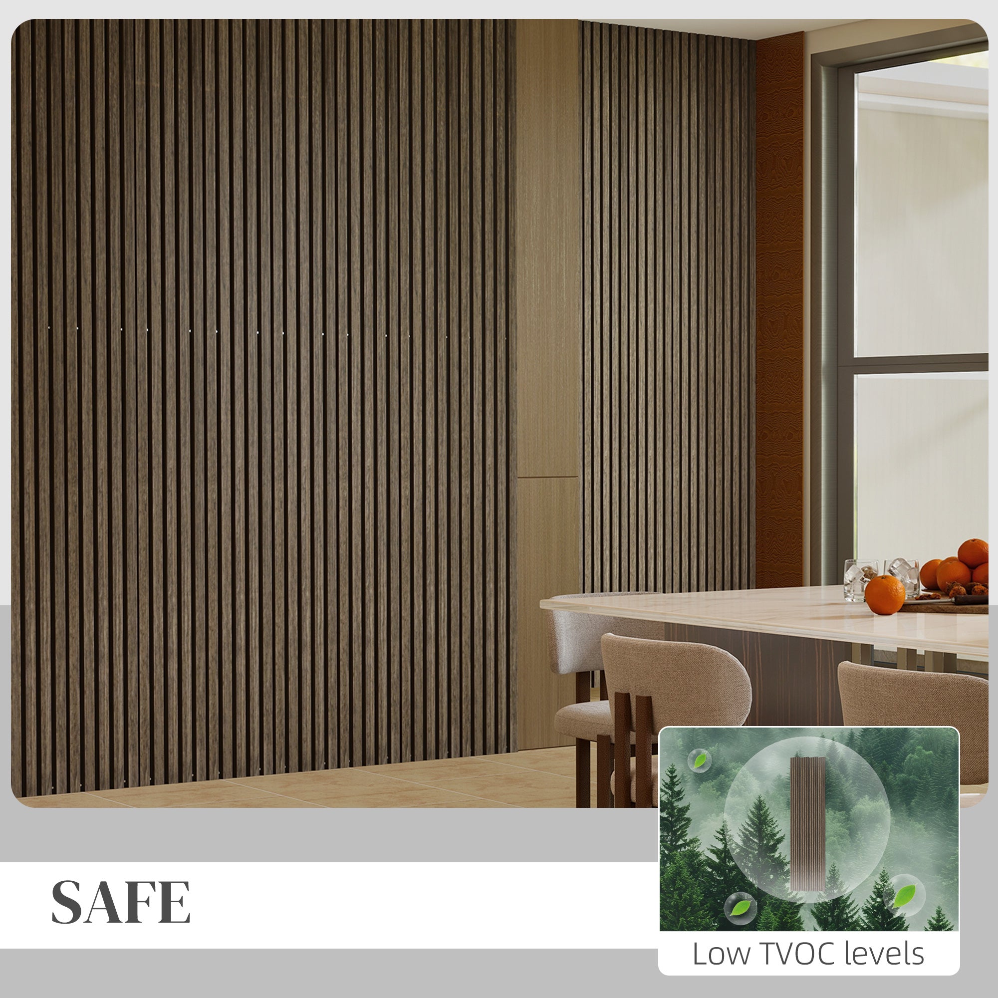95 x 8 Inches 3D Faux Wood Wall Panels, 4 Pack Acoustic Panels, Sound Absorbing and Proof Slat Wall For Interior Wall Decor, Home, Office, Studio, Walnut