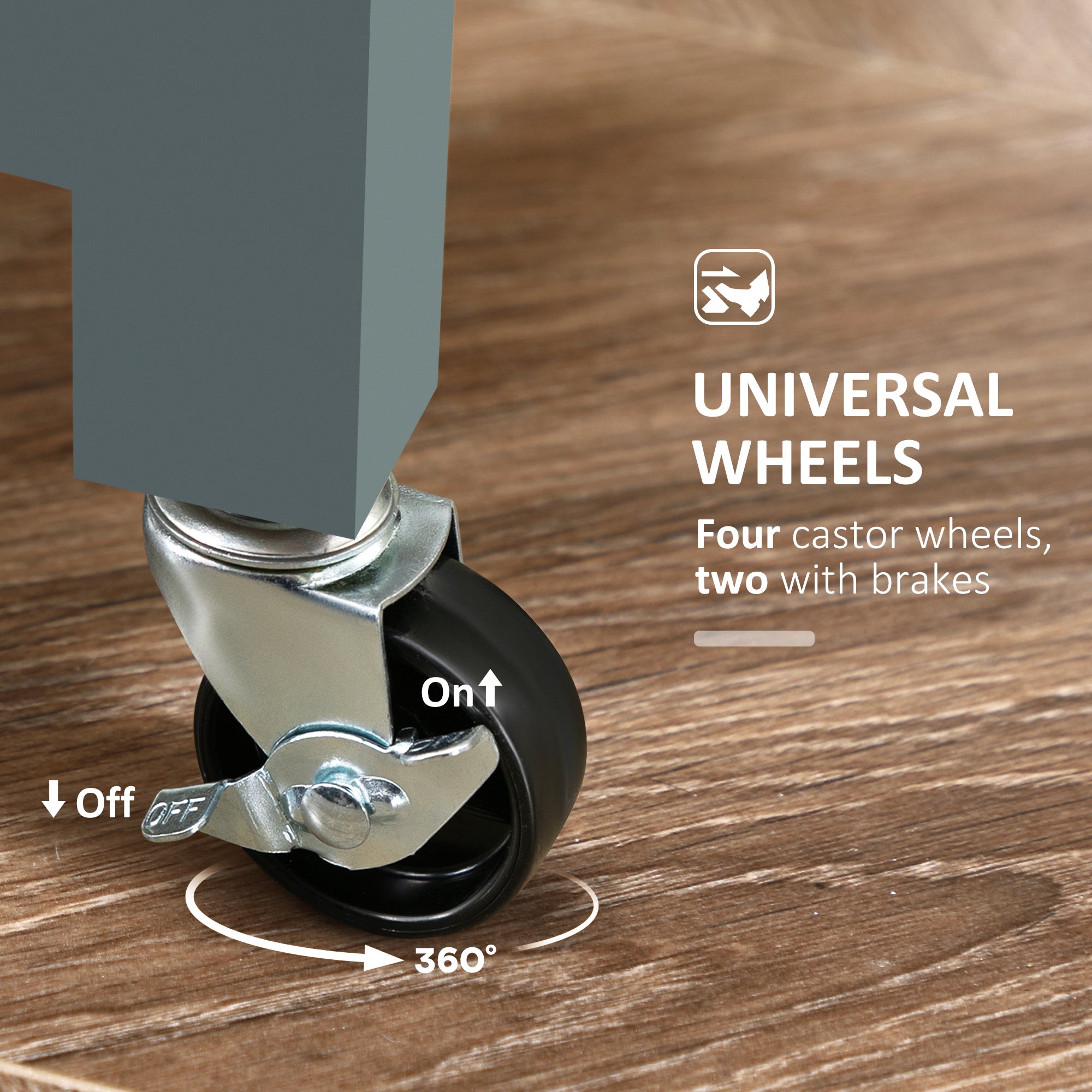 36" Rolling Kitchen Island Cart with Wood Top, Shelves & Drawers for Dining, Gray - HOMCOM