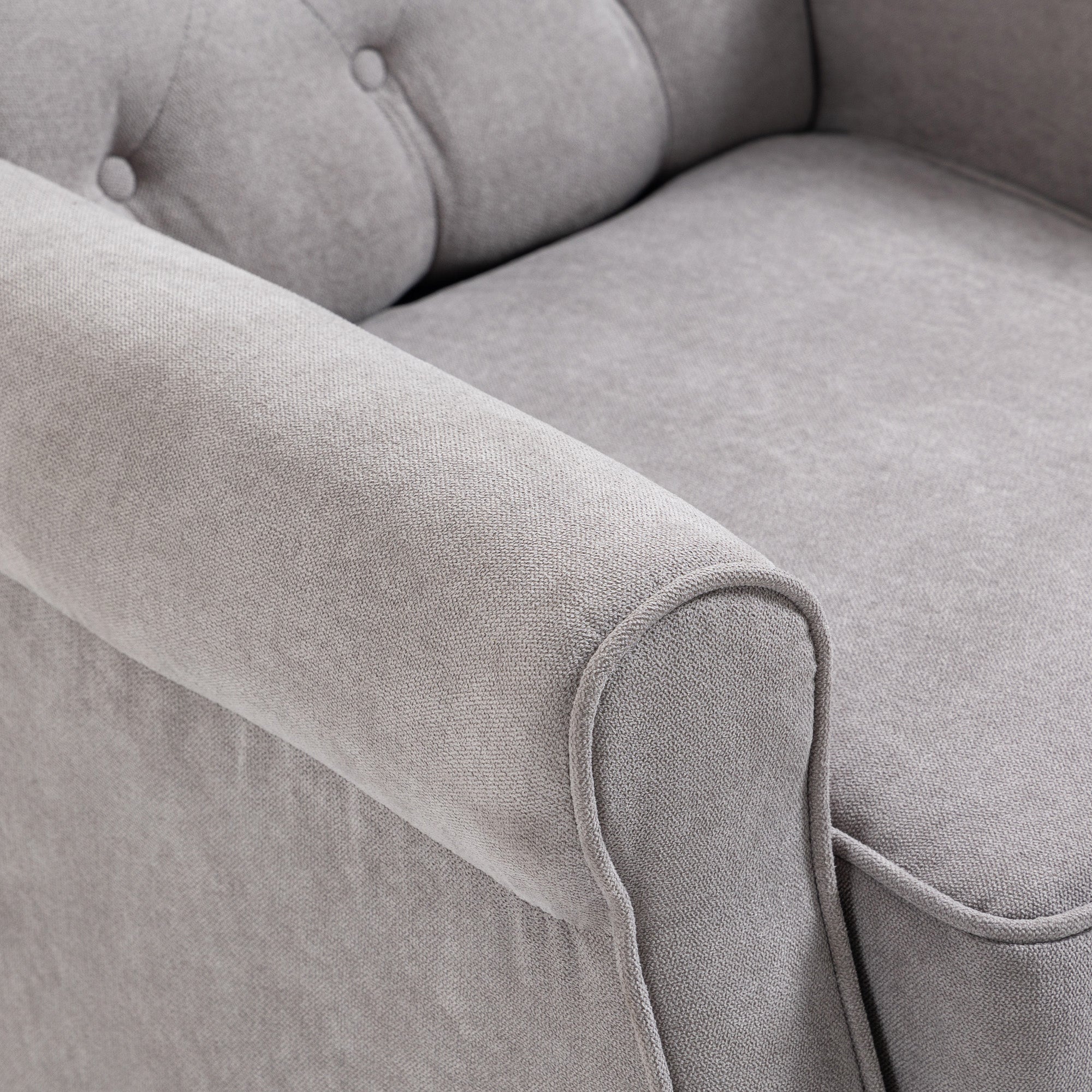 Mid-Century Accent Chair w/ High Wingback, Button-Tufted Fabric & Retro Wood Legs, Gray - HOMCOM