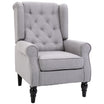 Mid-Century Accent Chair w/ High Wingback, Button-Tufted Fabric & Retro Wood Legs, Gray - HOMCOM