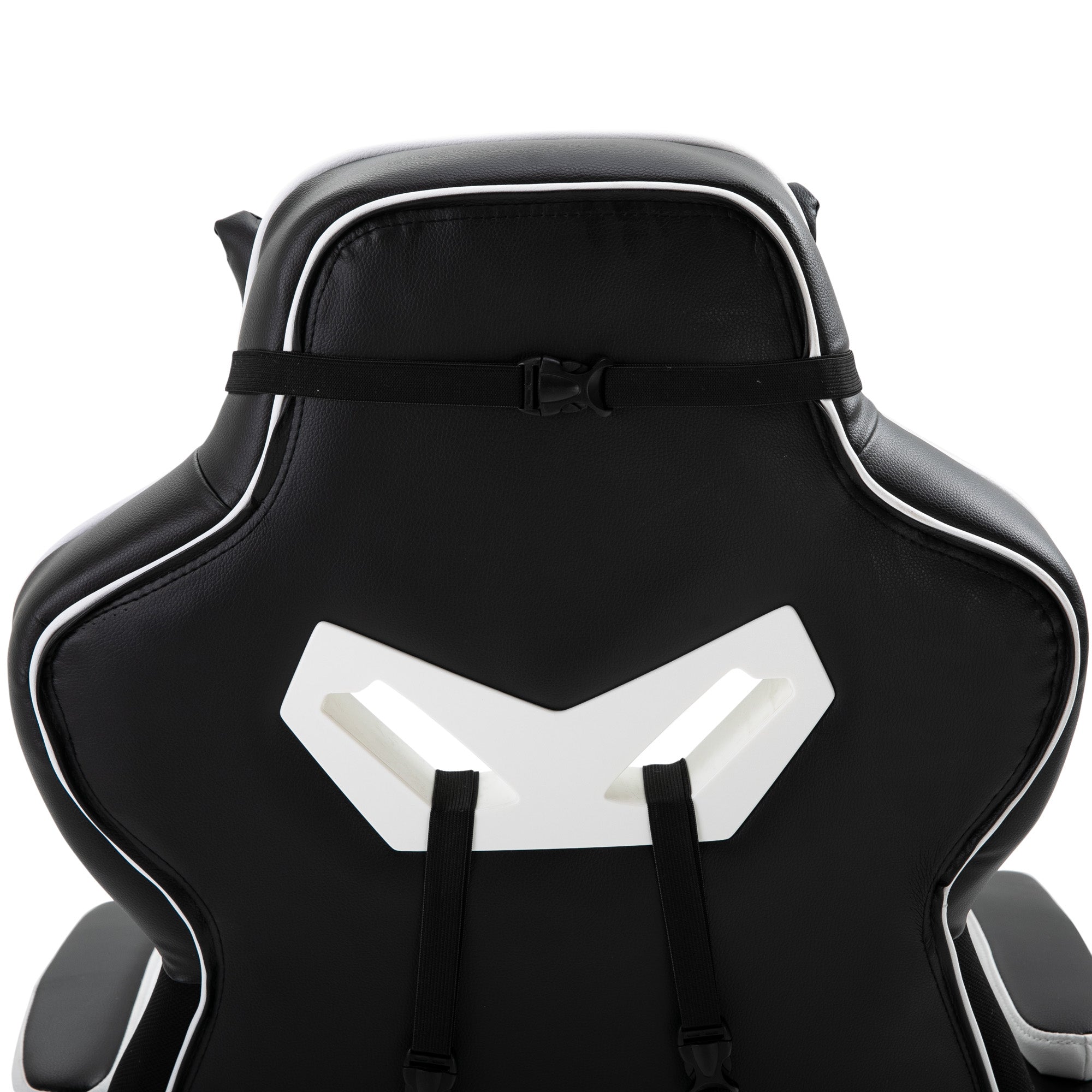 Vinsetto Computer Gaming Chair, Racing Desk Chair with Lumbar Support and Footrest, PU Leather Gamer Chair with Headrest and Swivel Wheels for Home, White