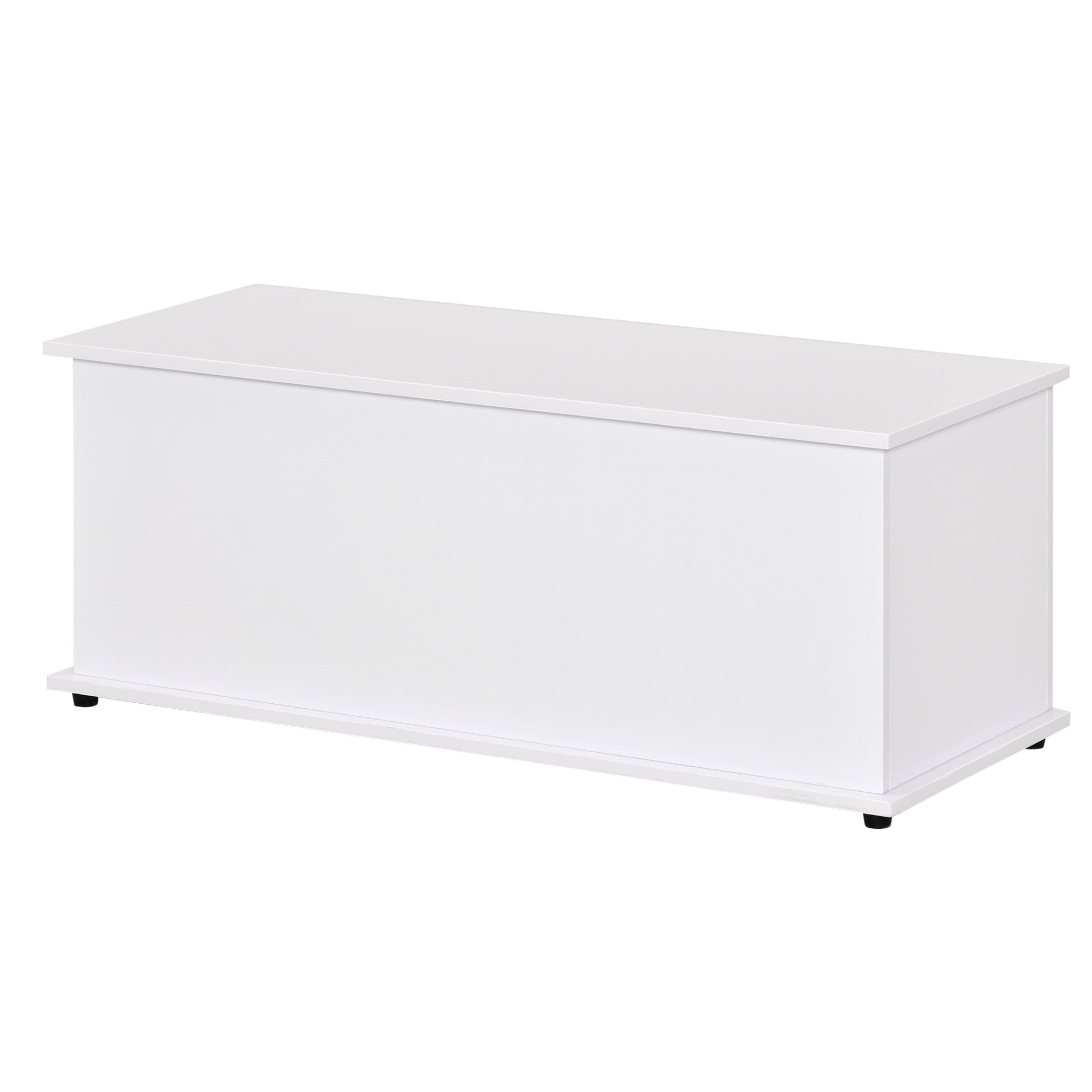 HOMCOM 113L Storage Chest, Storage Box with Flip-Top Lid and 2 Safety Hinges, Storage Trunk for Living Room, Entryway, 100 x 40 x 40 cm, White