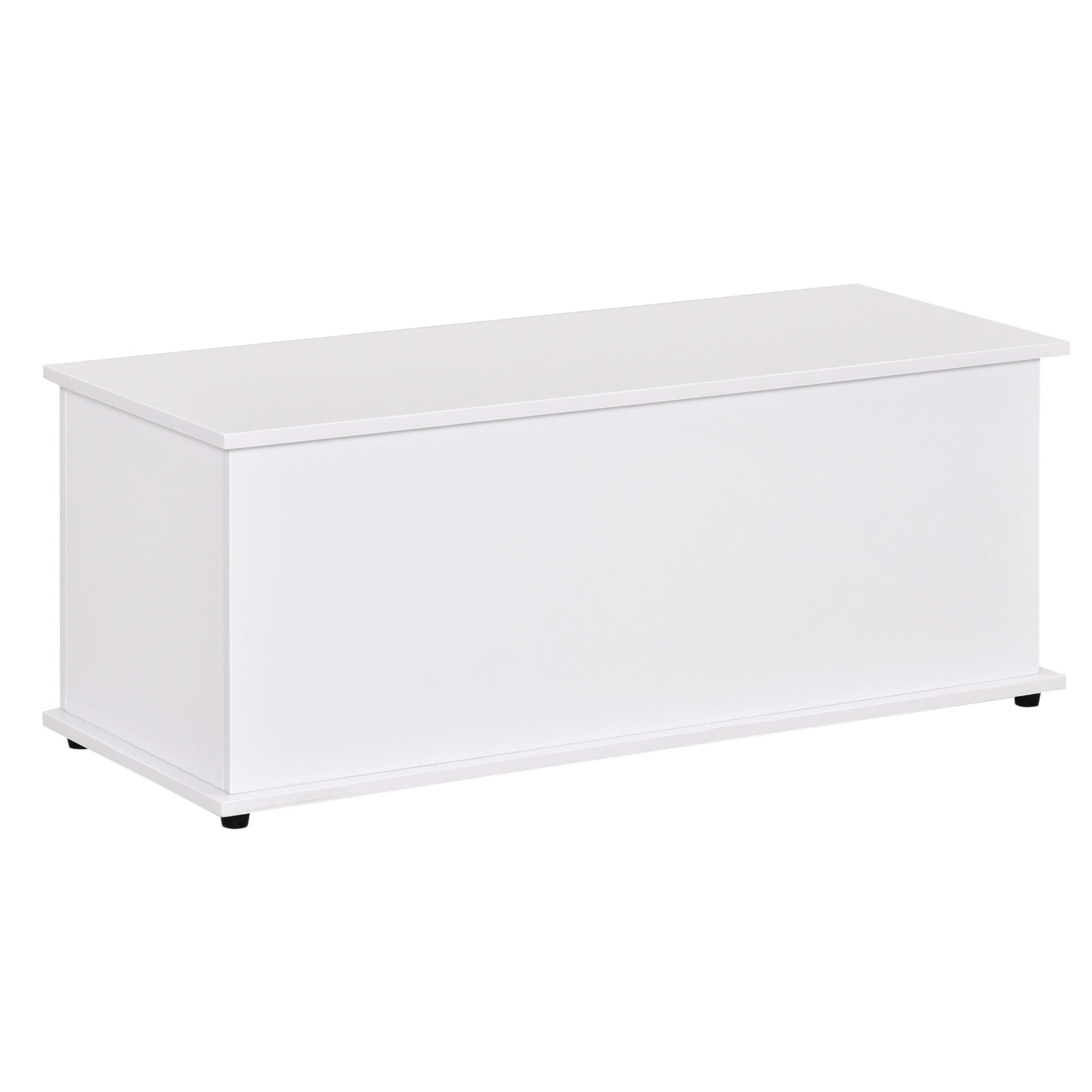 HOMCOM 39.5" Lift Top Storage Chest with 2 Safety Hinges, Storage Box Organizer with Flip-Top Lid, Entryway Storage Bench, White
