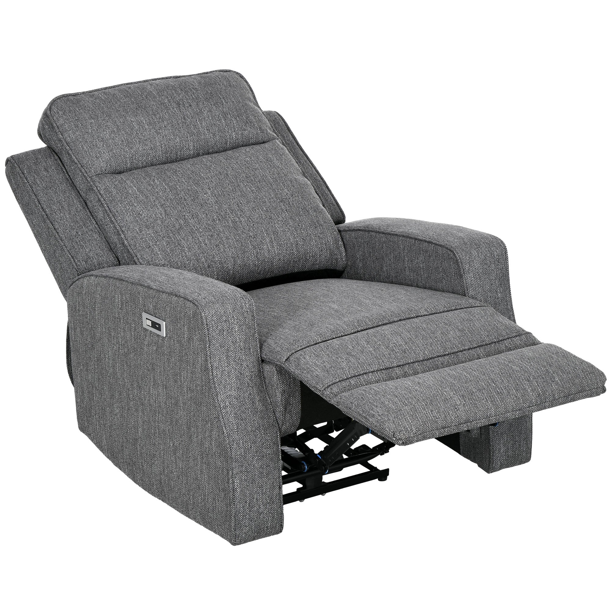 HOMCOM Electric Fabric Recliner Armchair, Reclining Chair with Adjustable Leg Rest, USB Port, for Limited Space Home Living Room, Charcoal Grey