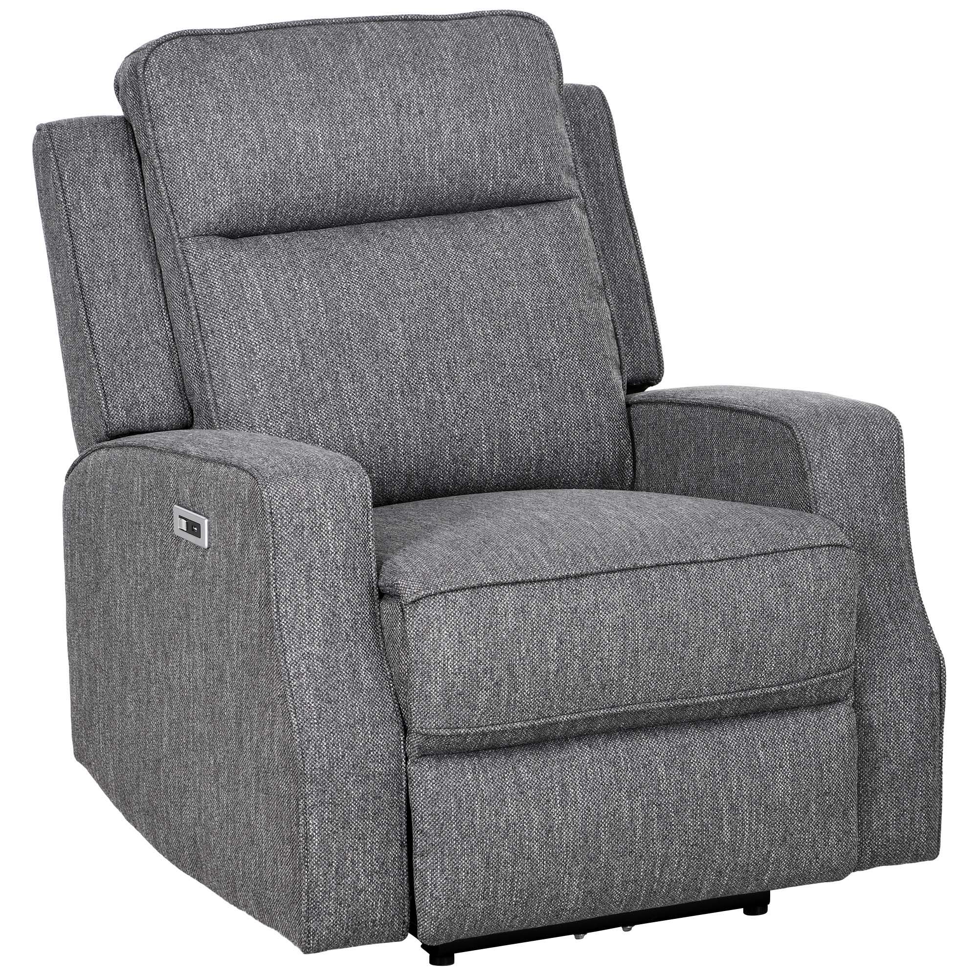 HOMCOM Electric Fabric Recliner Armchair, Reclining Chair with Adjustable Leg Rest, USB Port, for Limited Space Home Living Room, Charcoal Grey