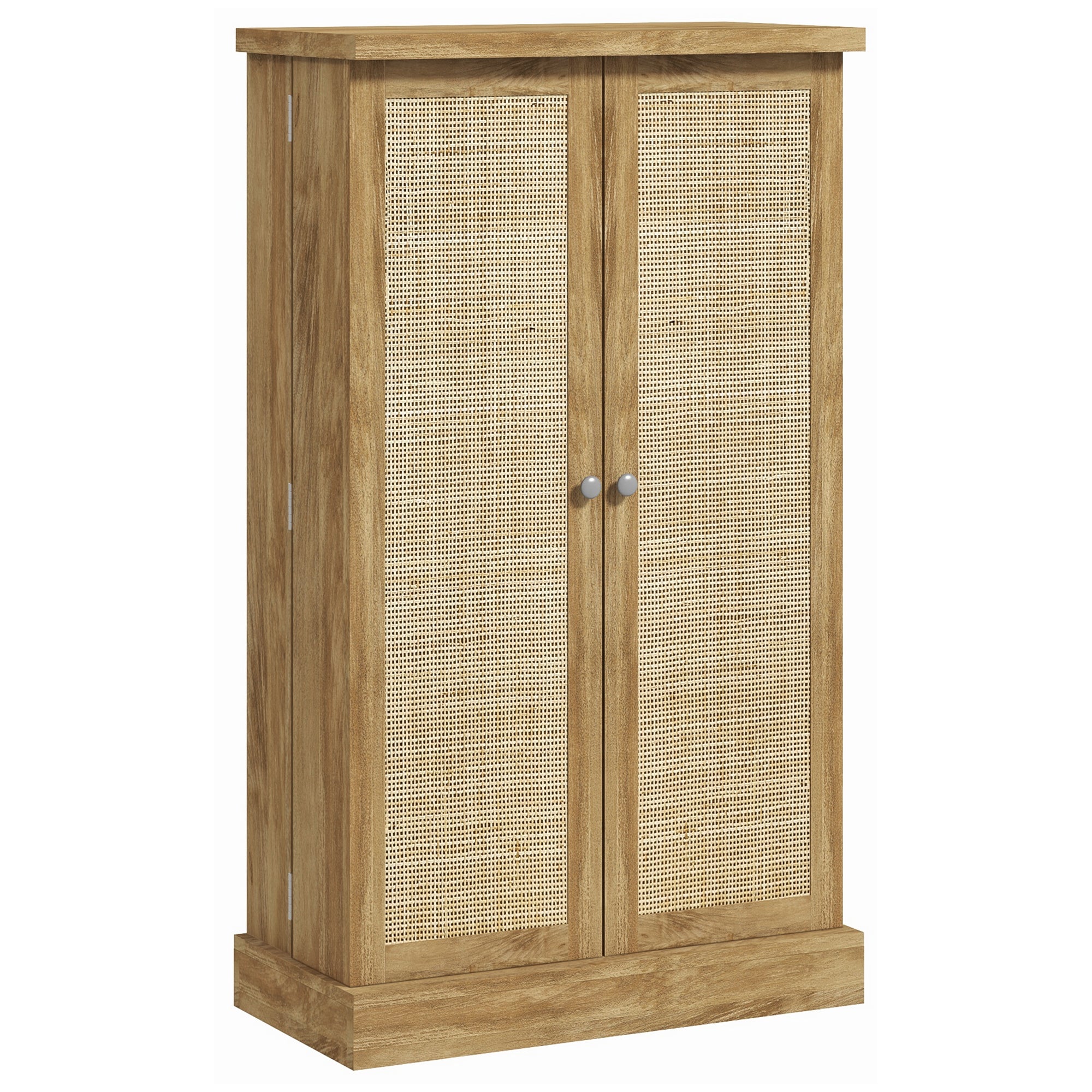 41" Rattan Kitchen Storage Cabinet with 5-Tier Shelf, 12 Spice Racks, Natural