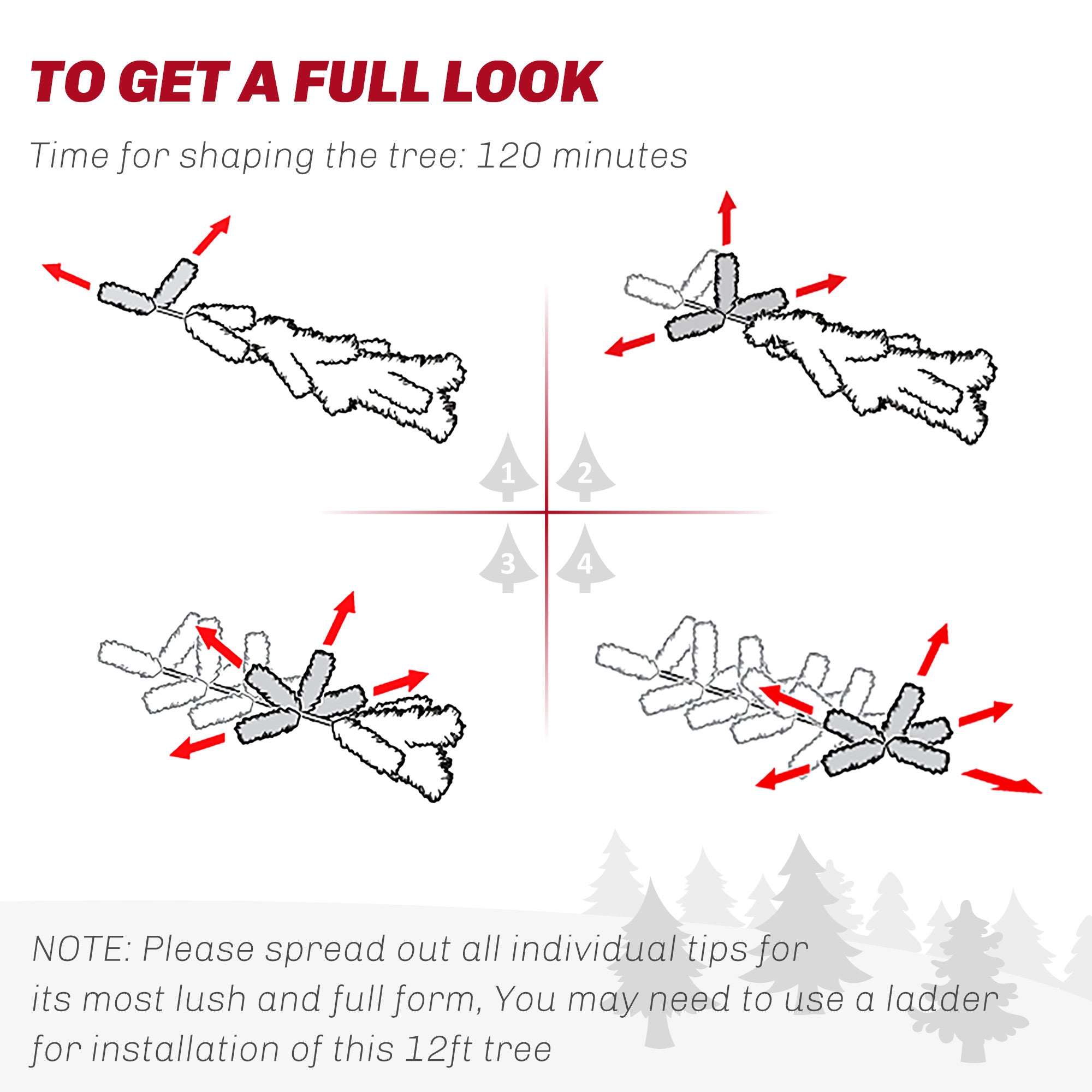 12ft Artificial Christmas Tree with 8410 Tips, Foldable Metal Stand, Easy Assembly, Full Christmas Tree, Realistic Hinged Xmas Tree for Home Office Holiday, Green