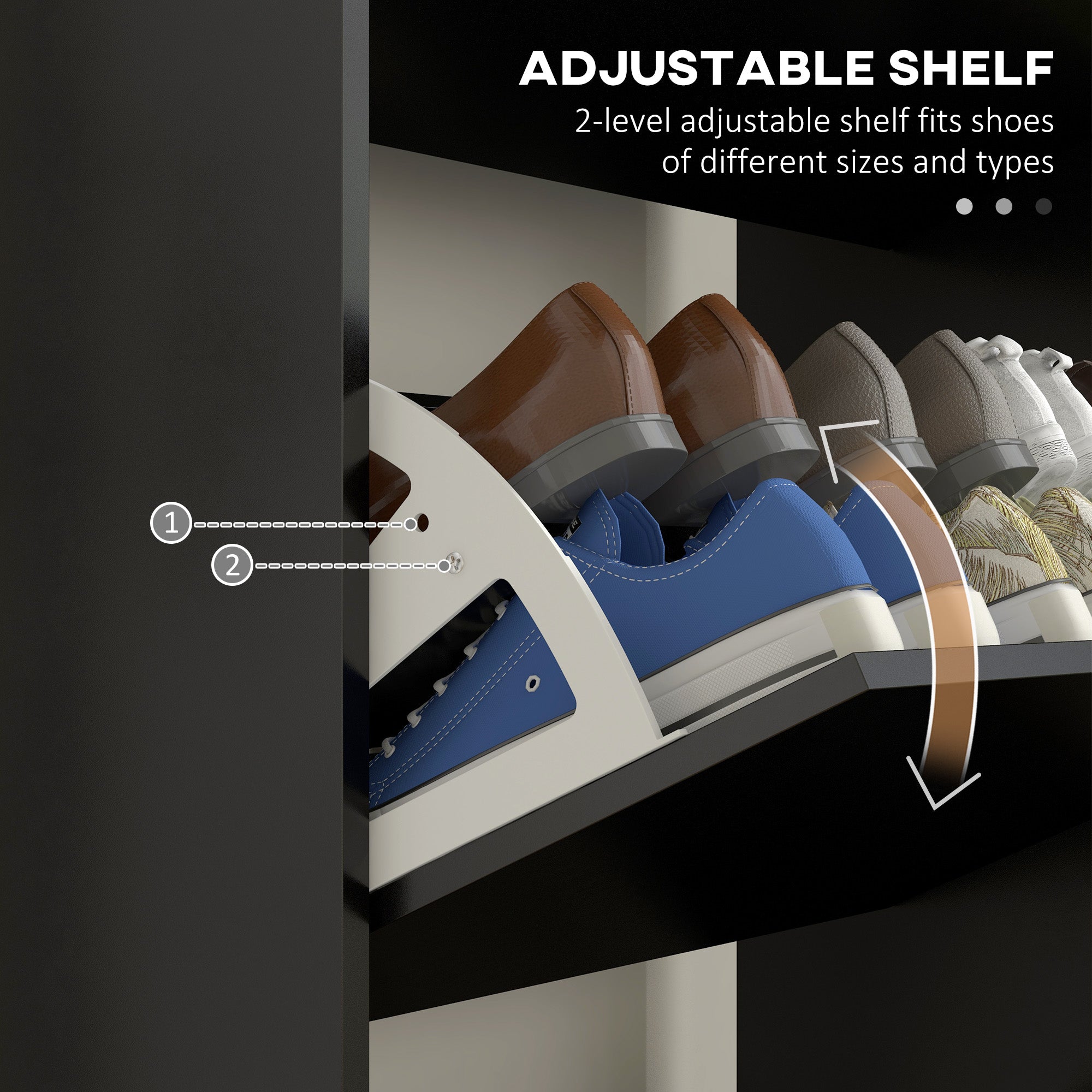 HOMCOM Narrow Shoe Cabinet, Shoe Storage Cabinet with 3 Flip Drawers and Adjustable Shelves, Entryway Shoe Rack Cabinet for 18-24 Pair of Shoes, Black