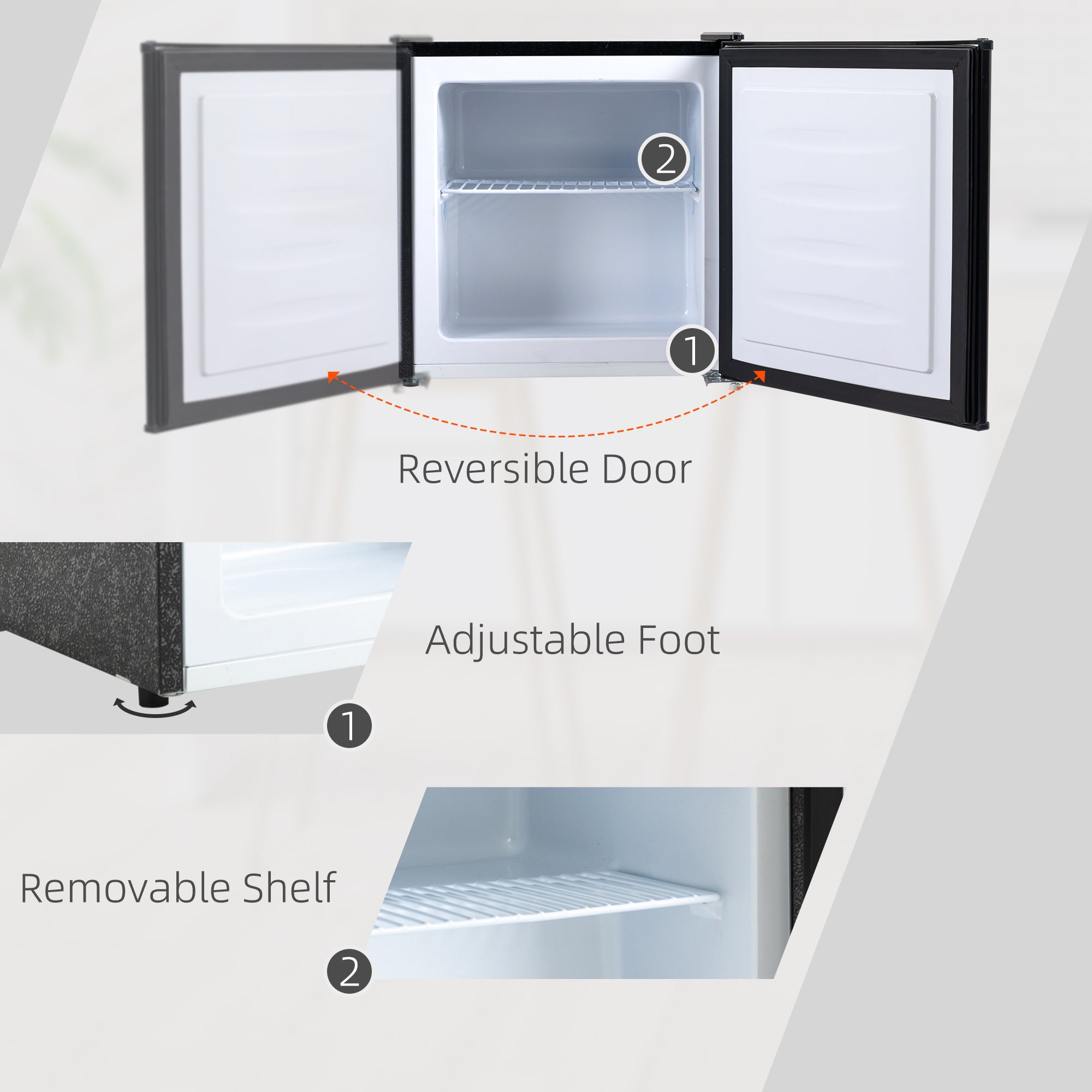 1.1 Cu Ft Countertop Mini Freezer, Compact Upright with Removable Shelves, Black