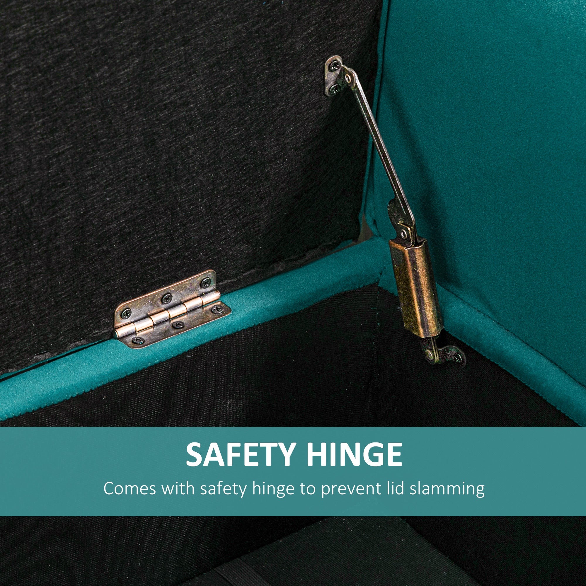 Button Tufted Storage Ottoman, Upholstered Bench with Rolled Armrests, Green - HOMCOM