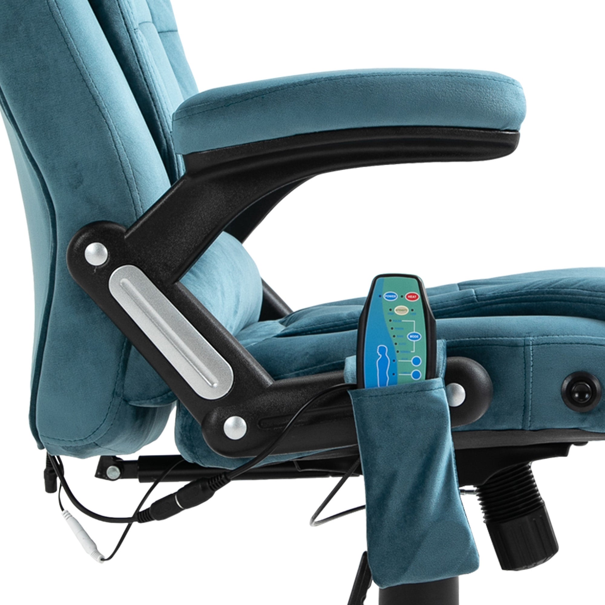 Vinsetto Office Chair, Ergonomic Desk Chair with 6-Point Massage and Back Heated, Velvet-Feel Fabric Computer Gaming Chair with Arms, Lumbar Support, Blue