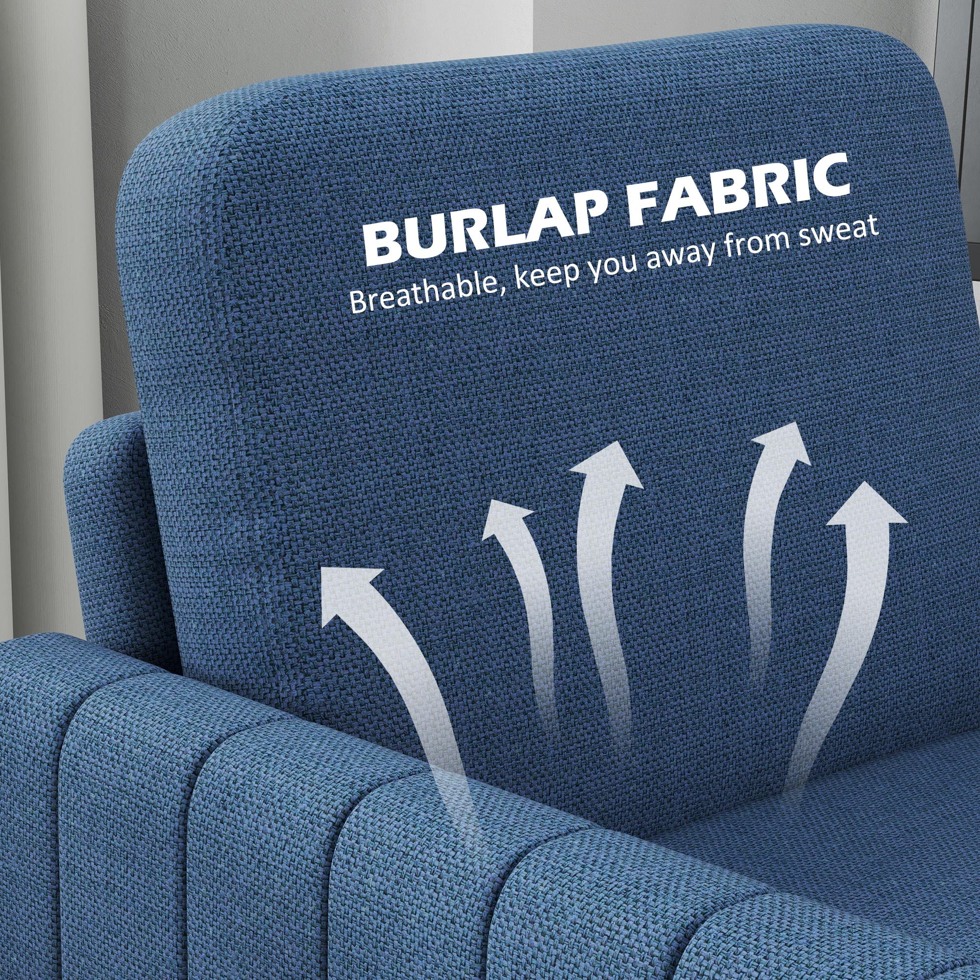 HOMCOM Armchair, Channel Tufted Modern Fabric Accent Chair, Comfy Upholstered Reading Lounge with Spring Cushion, Back Pillow, for Living Room, Bedroom, Office, Blue