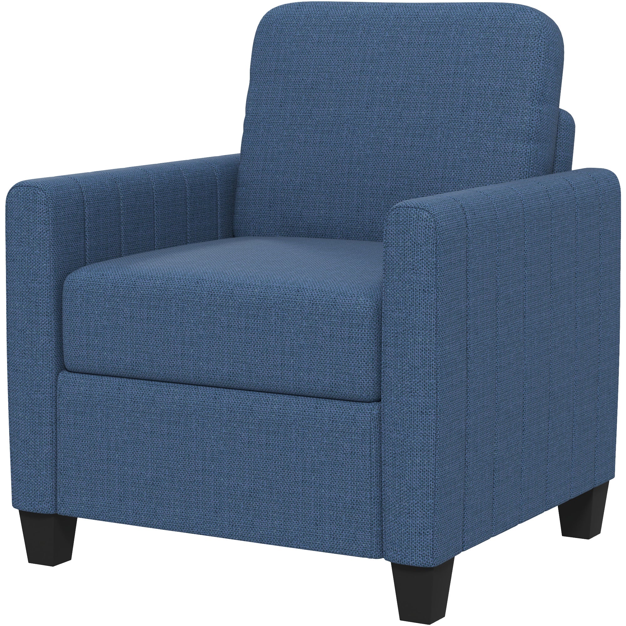 HOMCOM Armchair, Channel Tufted Modern Fabric Accent Chair, Comfy Upholstered Reading Lounge with Spring Cushion, Back Pillow, for Living Room, Bedroom, Office, Blue