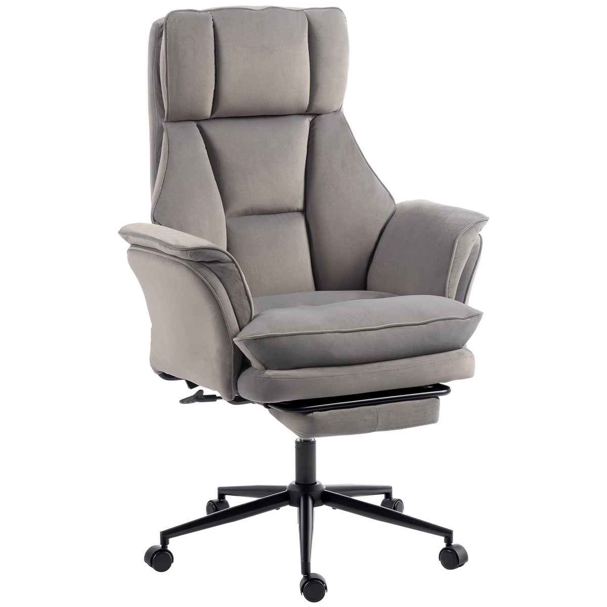 Cross Legged Office Chair with Footrest, 396 lbs Reclining Computer Desk Chair with High Back, Flip-up Armrests, Adjustable Height, Thick Cushion, Rocking Function, Grey