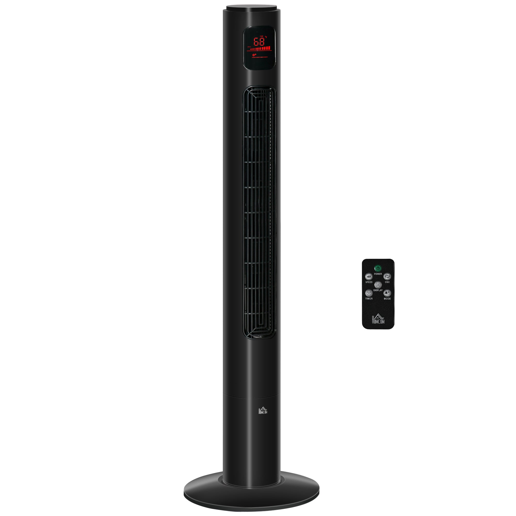 46'' Tower Fan for Bedroom, 70° Oscillating Bladeless Standing Fan with 3 Speeds, 3 Modes, 12H Timer, LED Display, Remote Controller, Black