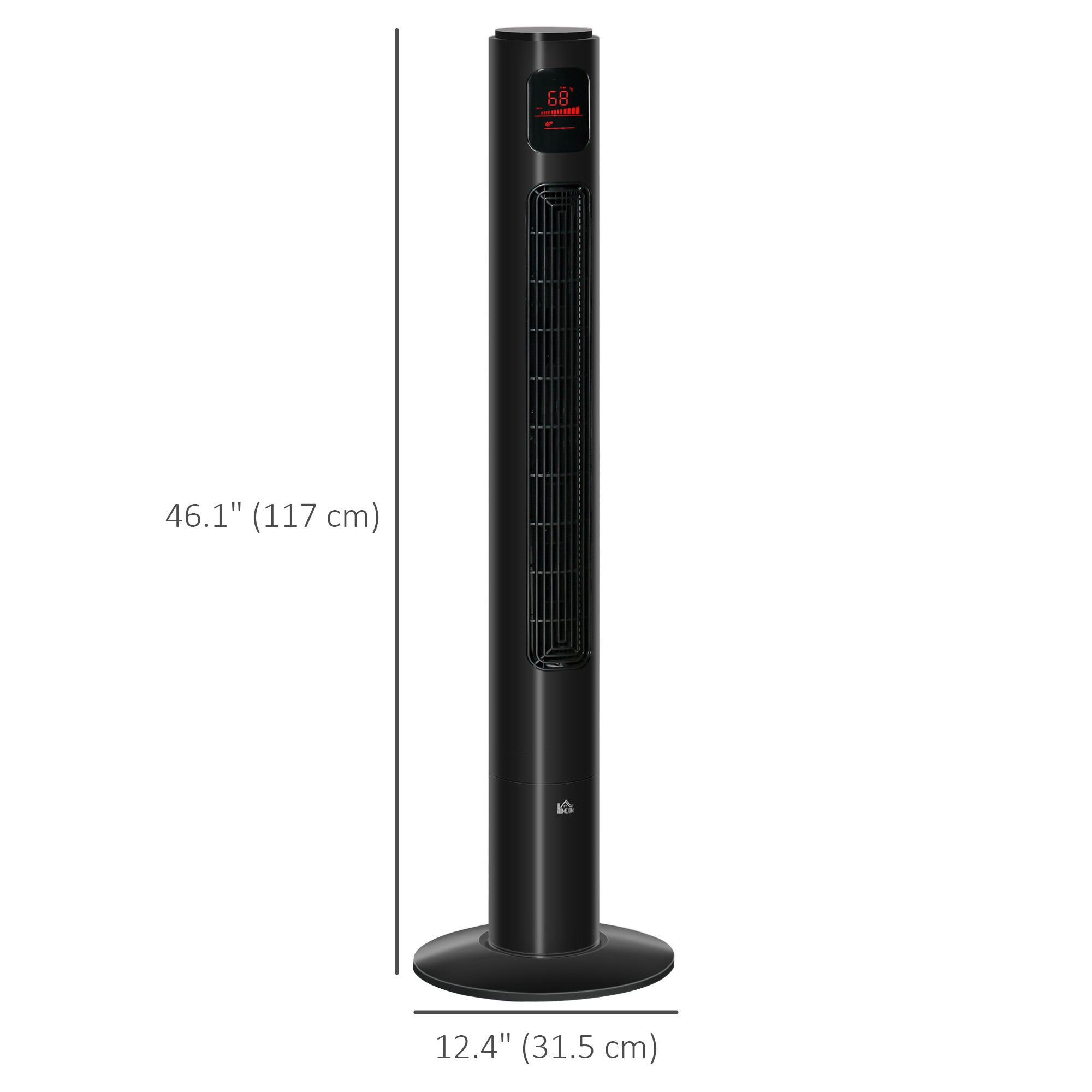 46'' Tower Fan for Bedroom, 70° Oscillating Bladeless Standing Fan with 3 Speeds, 3 Modes, 12H Timer, LED Display, Remote Controller, Black