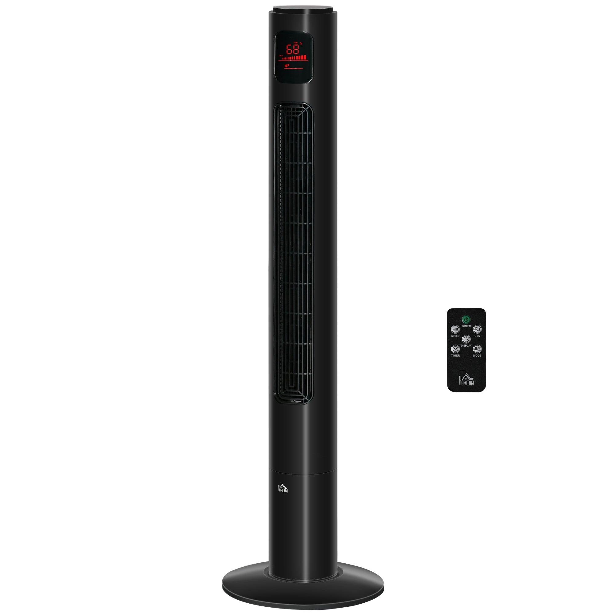 46'' Tower Fan for Bedroom, 70° Oscillating Bladeless Standing Fan with 3 Speeds, 3 Modes, 12H Timer, LED Display, Remote Controller, Black