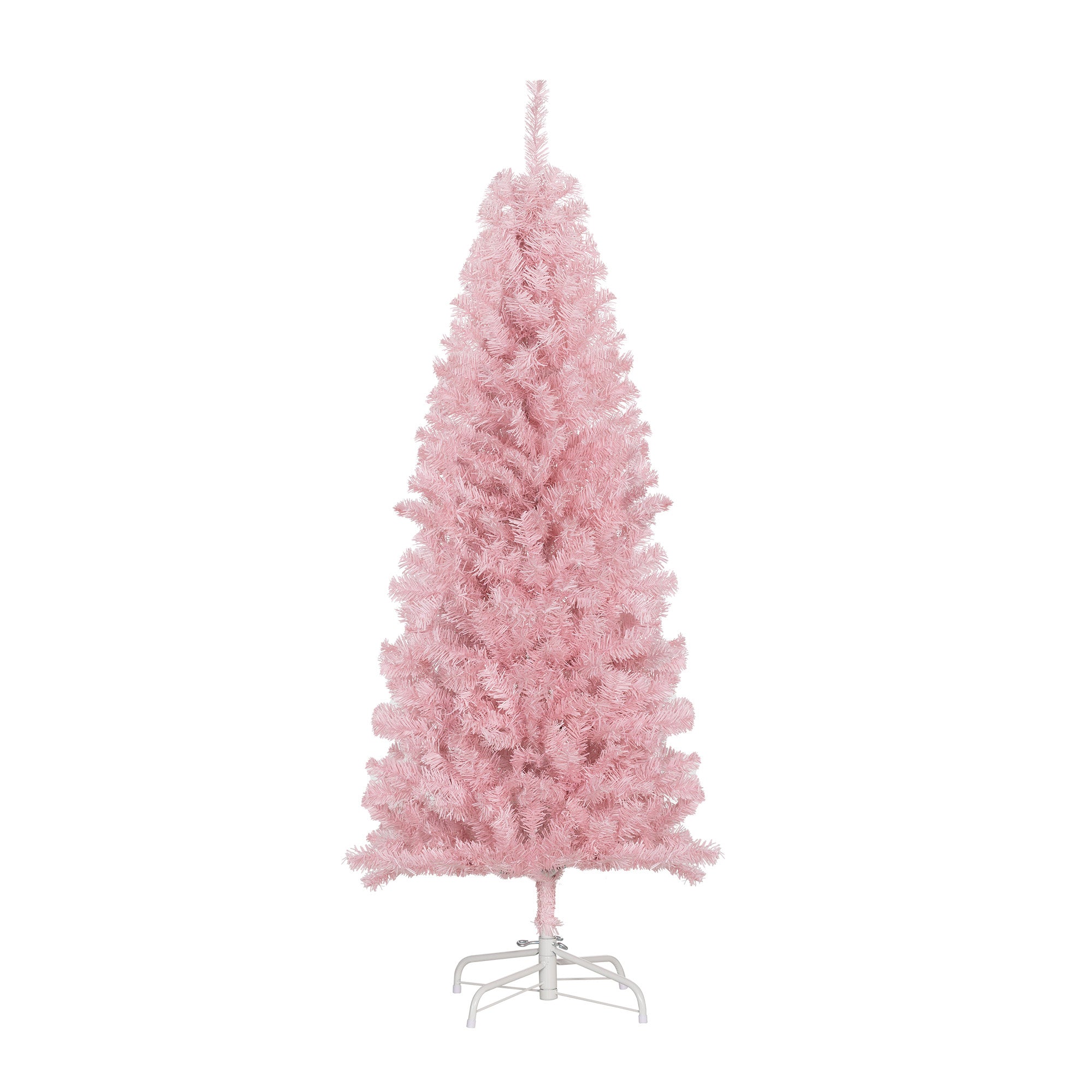 HOMCOM 5FT Artificial Christmas Tree Holiday Xmas Holiday Pencil Tree Decoration with Automatic Open for Home Party, Pink