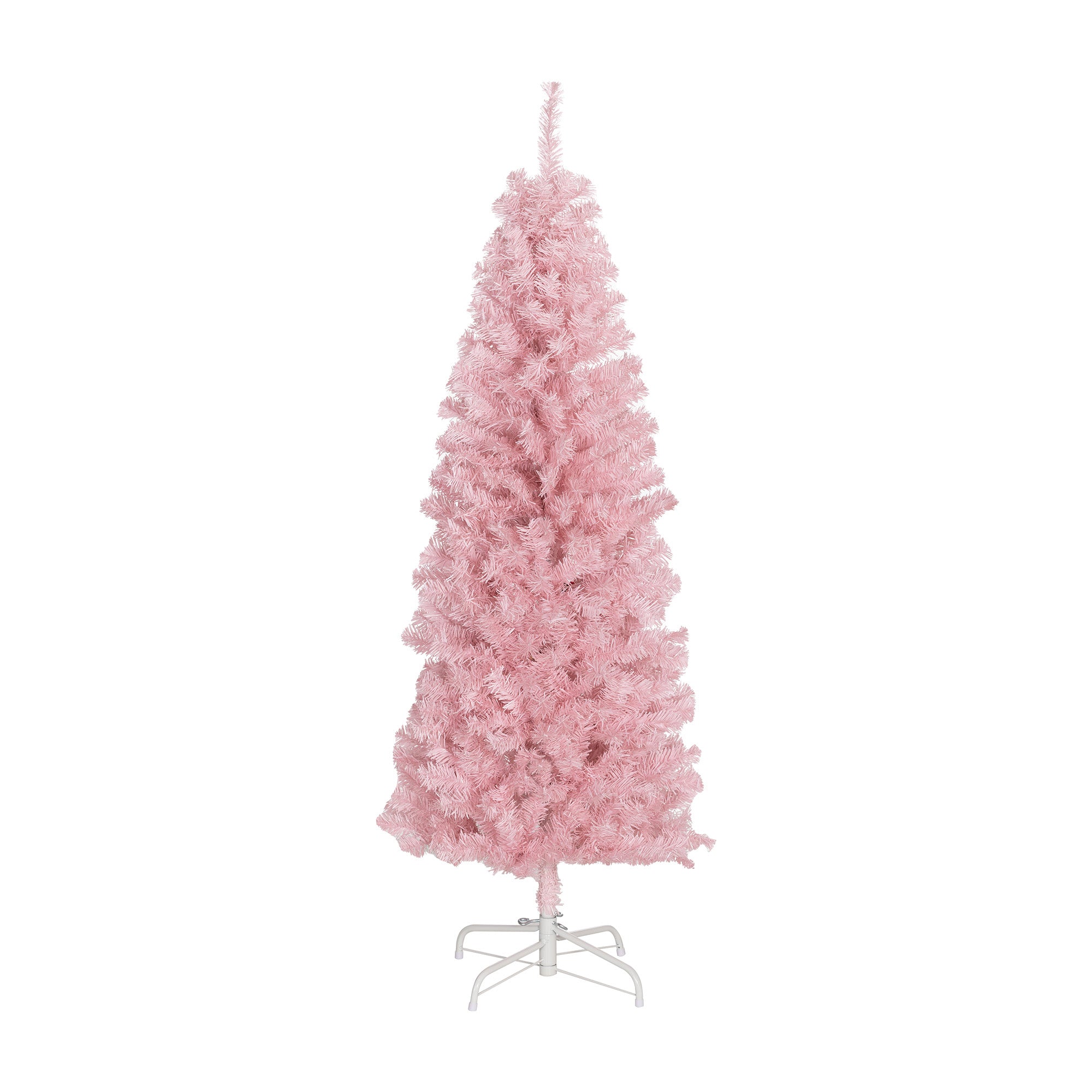 HOMCOM 5FT Artificial Christmas Tree Holiday Xmas Holiday Pencil Tree Decoration with Automatic Open for Home Party, Pink