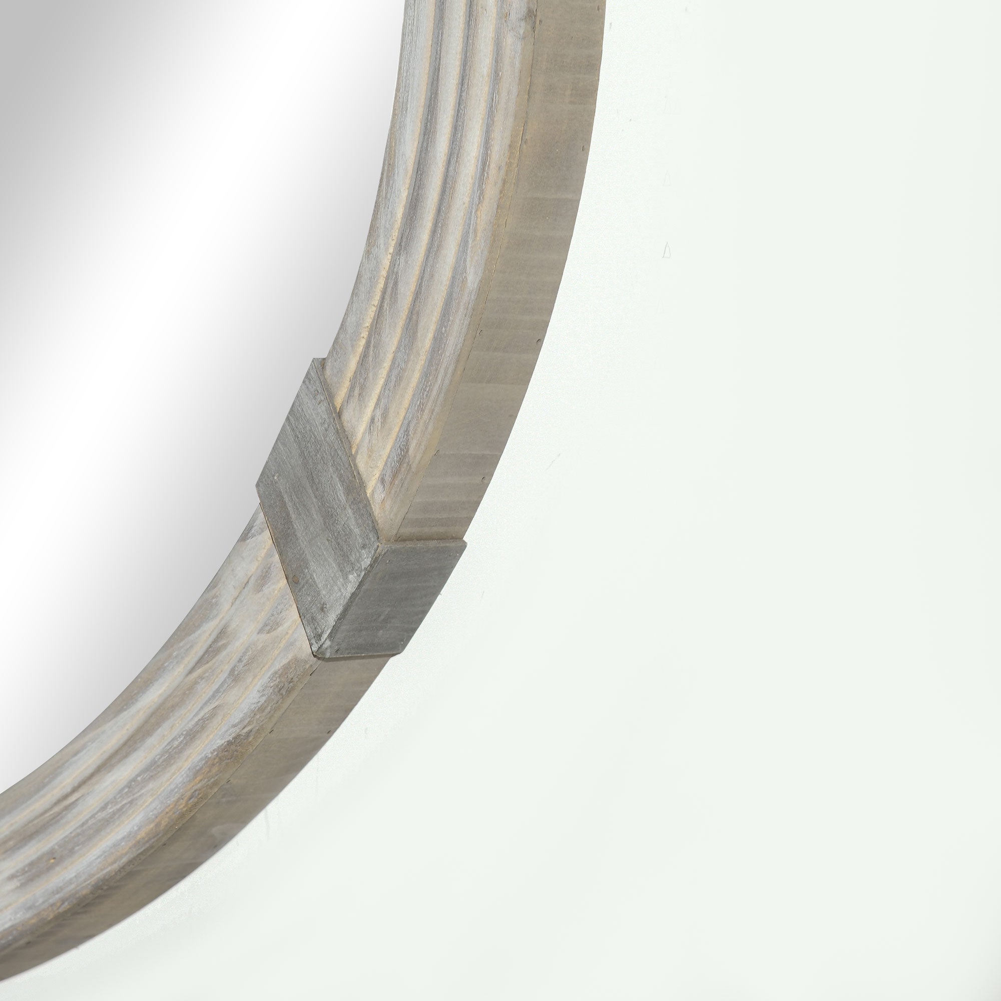 30.75" Round Wood Wall Mirror, Farmhouse Decorative, Living Room, Bedroom, Natural Wood