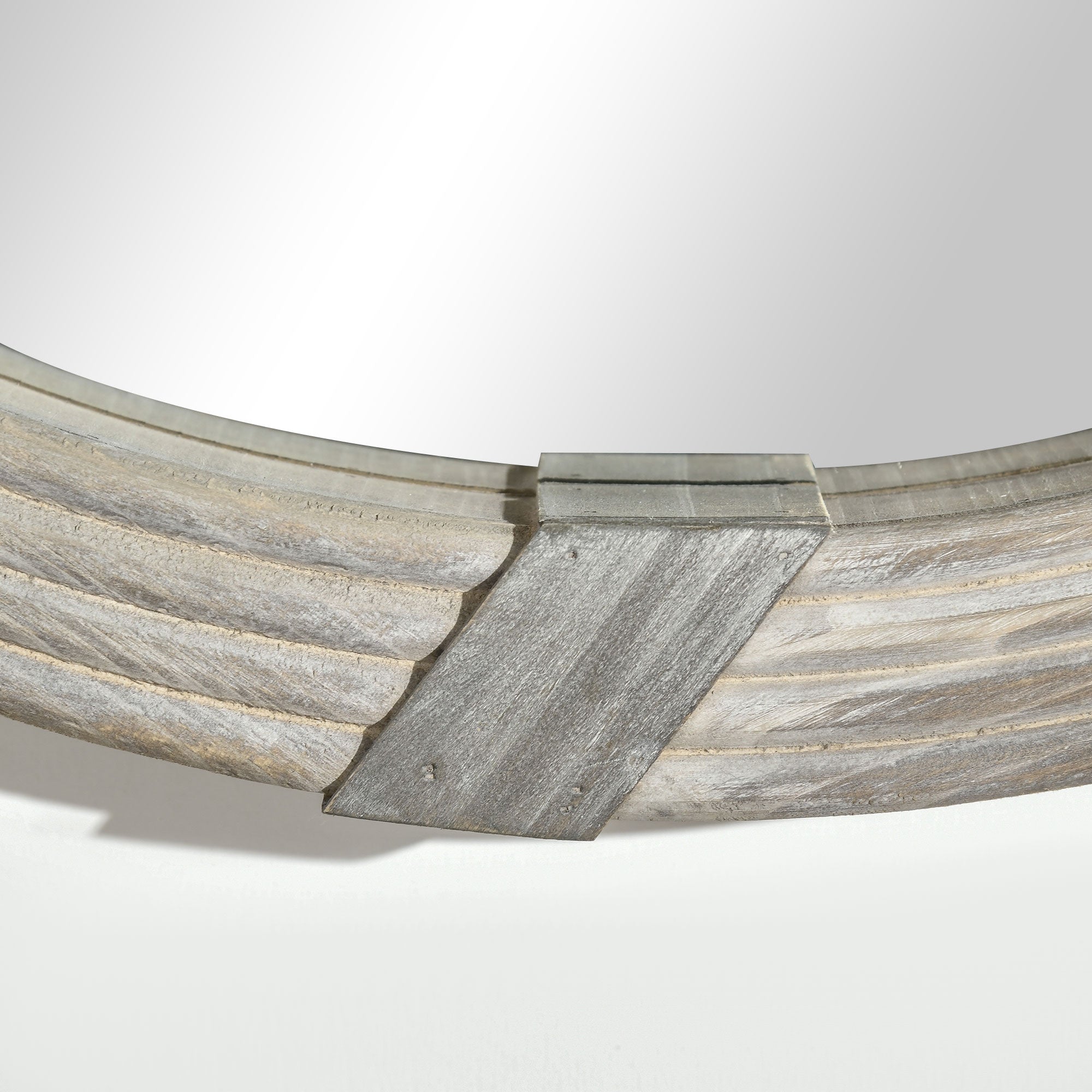 30.75" Round Wood Wall Mirror, Farmhouse Decorative, Living Room, Bedroom, Natural Wood