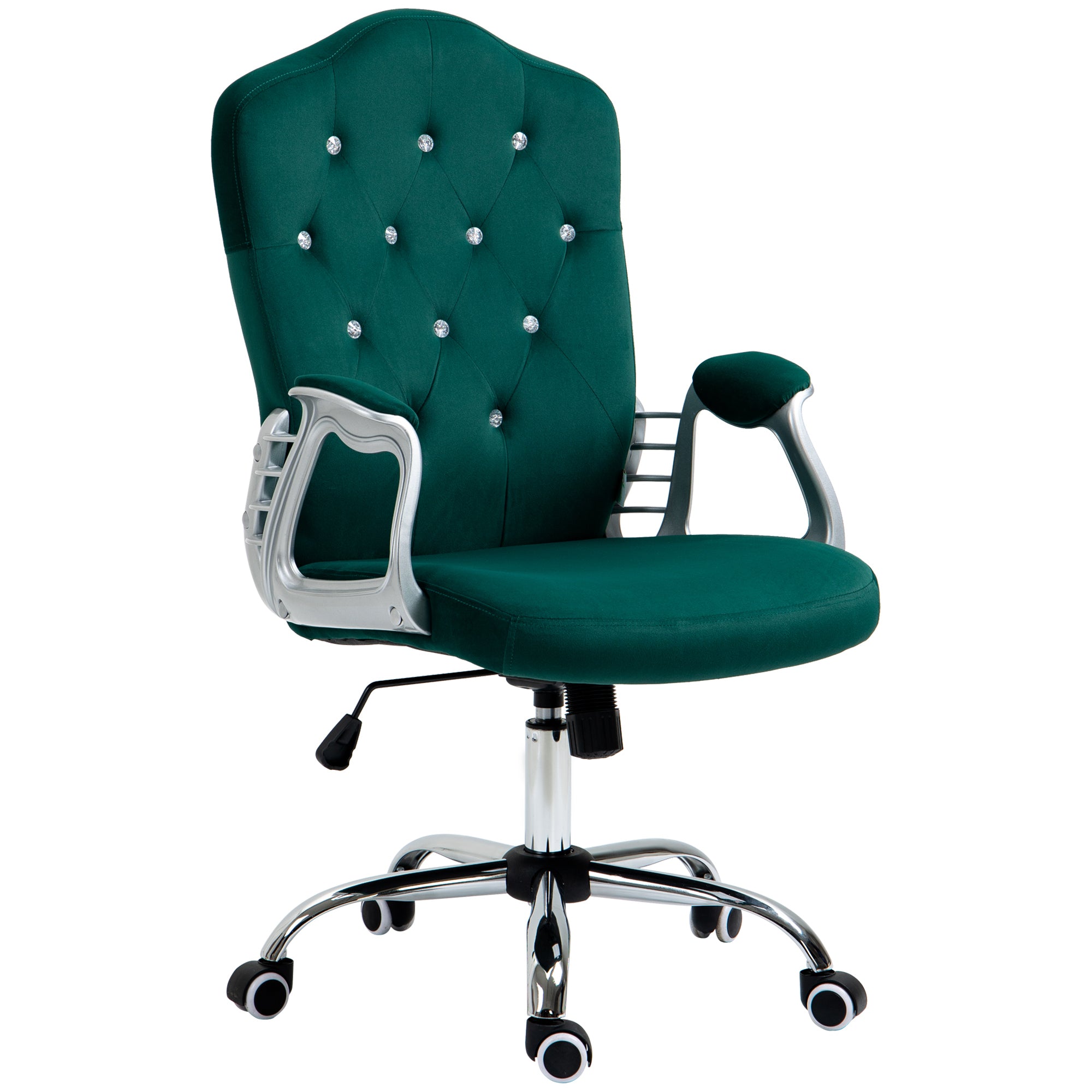 Velvet Office Chair, 360° Swivel Desk Chair with Adjustable Height & Tilt, Dark Green