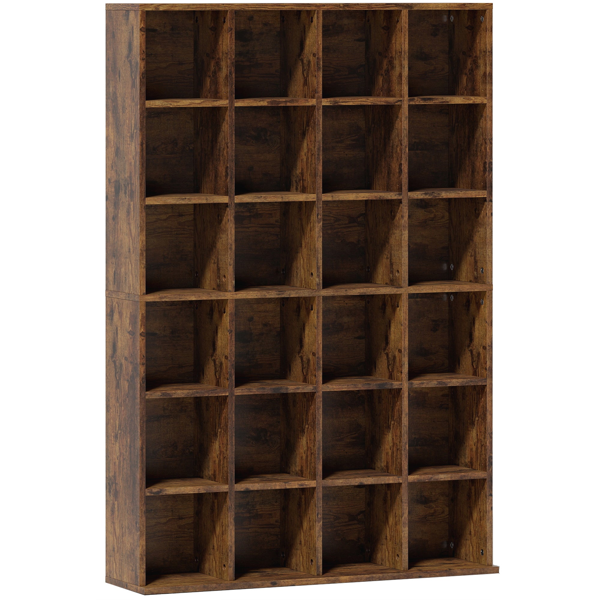 456 CD/ 336 DVD Storage Unit, Media Storage Shelf, Wooden Display Unit with Adjustable Shelves, 89 x 130.5 cm, Rustic Brown
