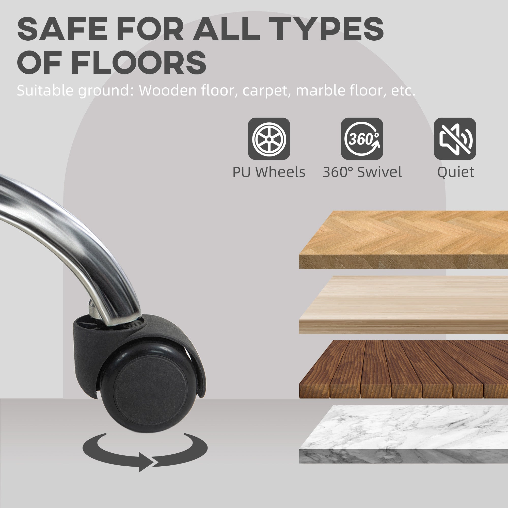 HOMCOM Computer Desk Chair, Fluffy Fabric Swivel Office Chair, Makeup Vanity Chair with Height Adjustable, Wheels, for Home Study Bedroom, Grey