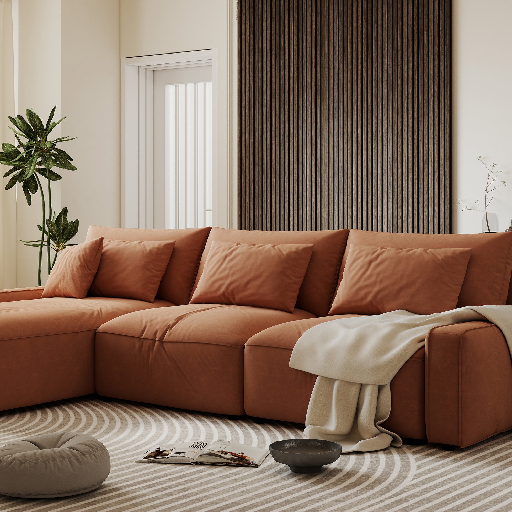 95 x 8 Inches 3D Faux Wood Wall Panels, 4 Pack Acoustic Panels, Sound Absorbing and Proof Slat Wall For Interior Wall Decor, Home, Office, Studio, Walnut