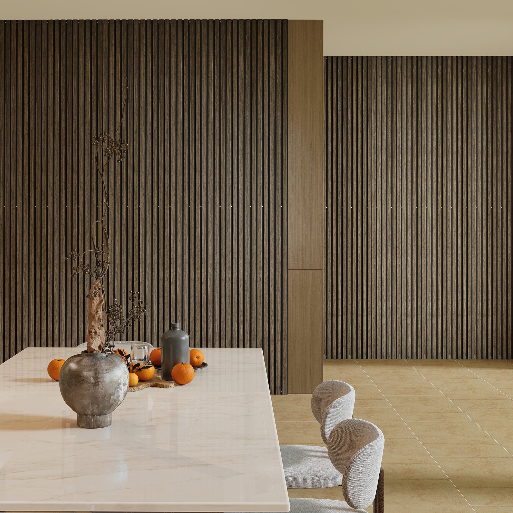 95 x 8 Inches 3D Faux Wood Wall Panels, 4 Pack Acoustic Panels, Sound Absorbing and Proof Slat Wall For Interior Wall Decor, Home, Office, Studio, Walnut