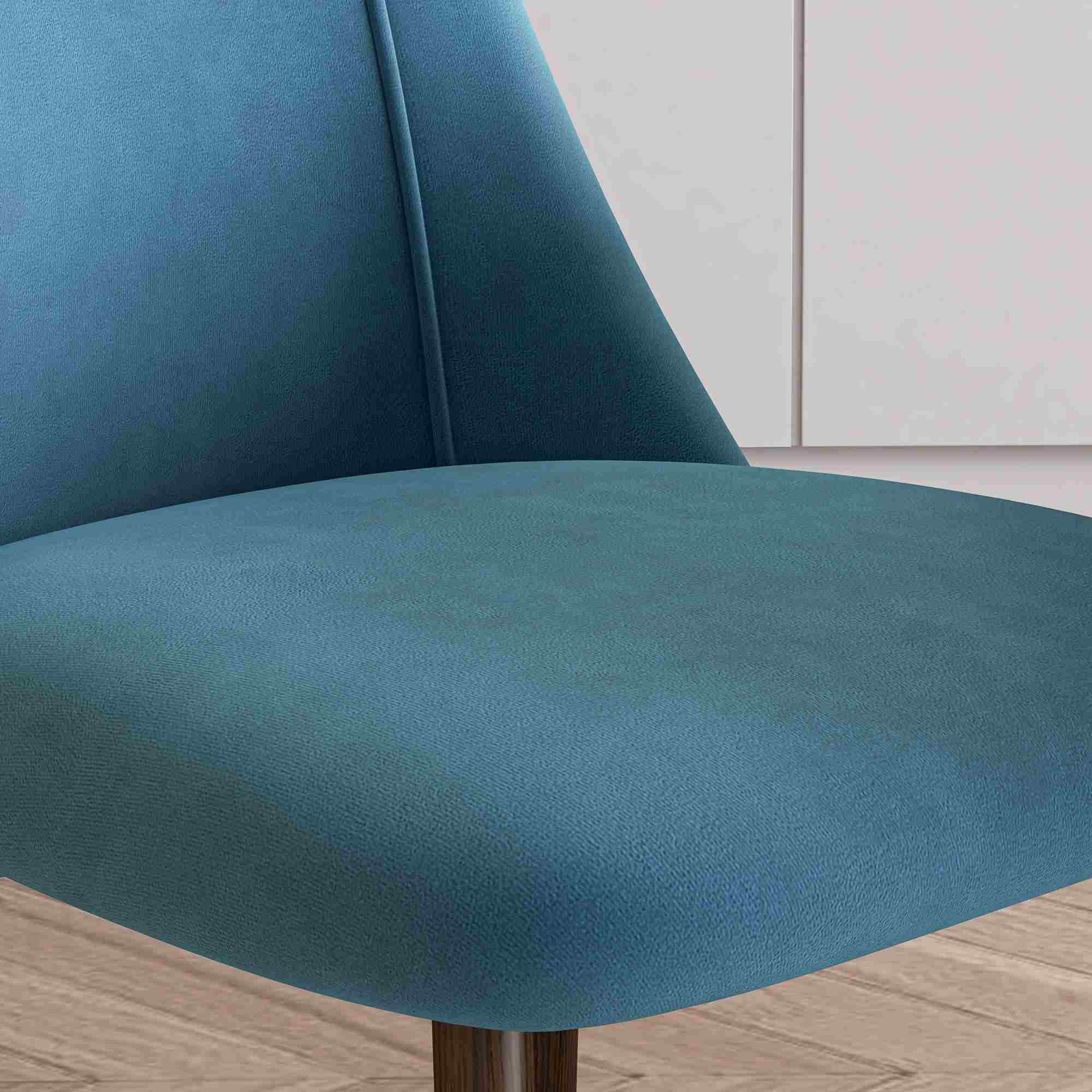 HOMCOM Dining Chairs Set of 4, Modern Kitchen Chairs with Velvet-touch Upholstery, Curved Back and Wood-grain Steel Legs, Accent Chairs for Living Room, Bedroom, Blue