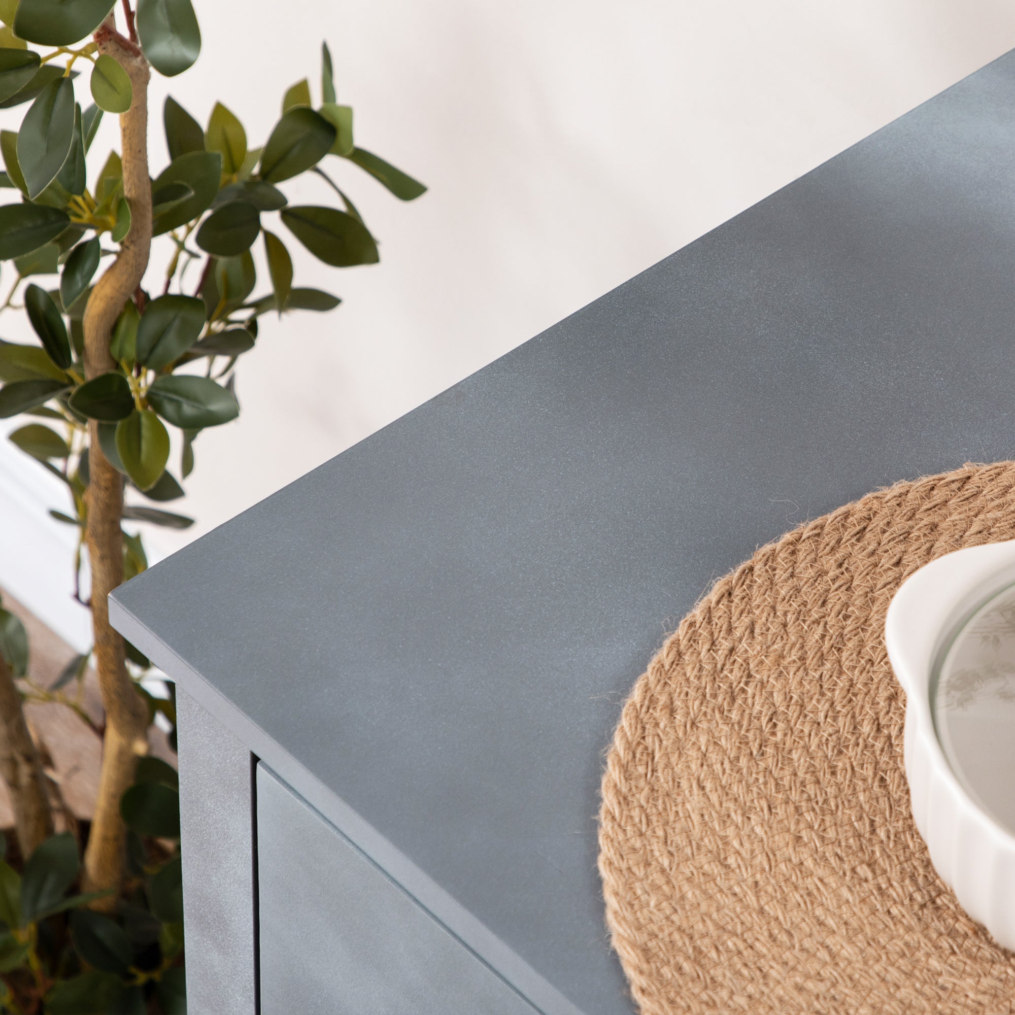 Sideboard Buffet Kitchen Cabinet with 3 Drawers 3 Door Cabinets Adjustable Shelf, Gray