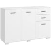 HOMCOM Sideboard, Modern Storage Cabinet with 2 Drawers, 3 Doors and Adjustable Shelves, Kitchen Cabinet for Living Room, Dining Room, White