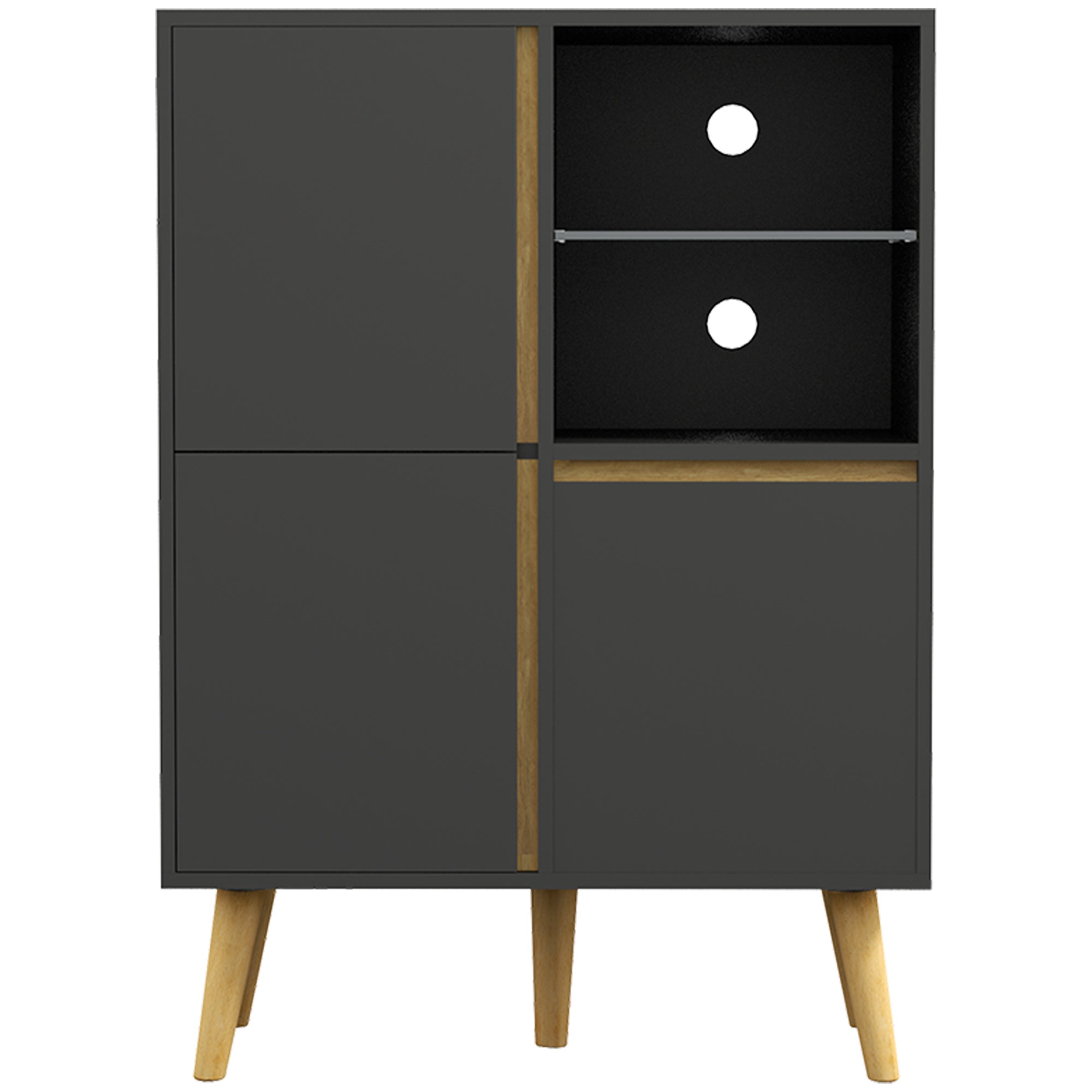 HOMCOM Modern Sideboard, Storage Cabinet with Tempered Glass Adjustable Shelves for Living Room, Hallway, Kitchen