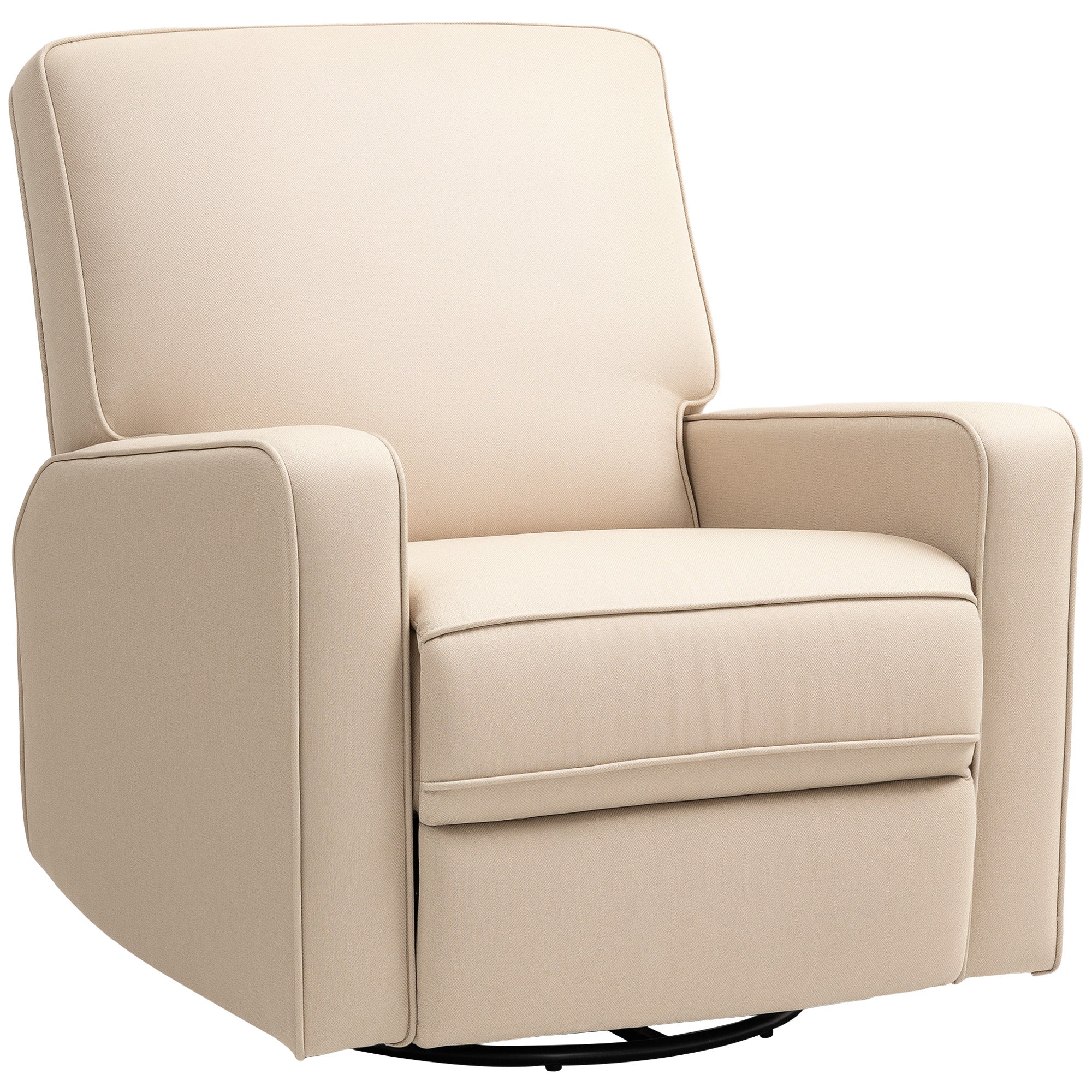 HOMCOM Manual Recliner Chair for Adults, Adjustable Single Sofa with Thick Cushion, Breathable Fabric Glider Rocking Chair for Living Room, Beige