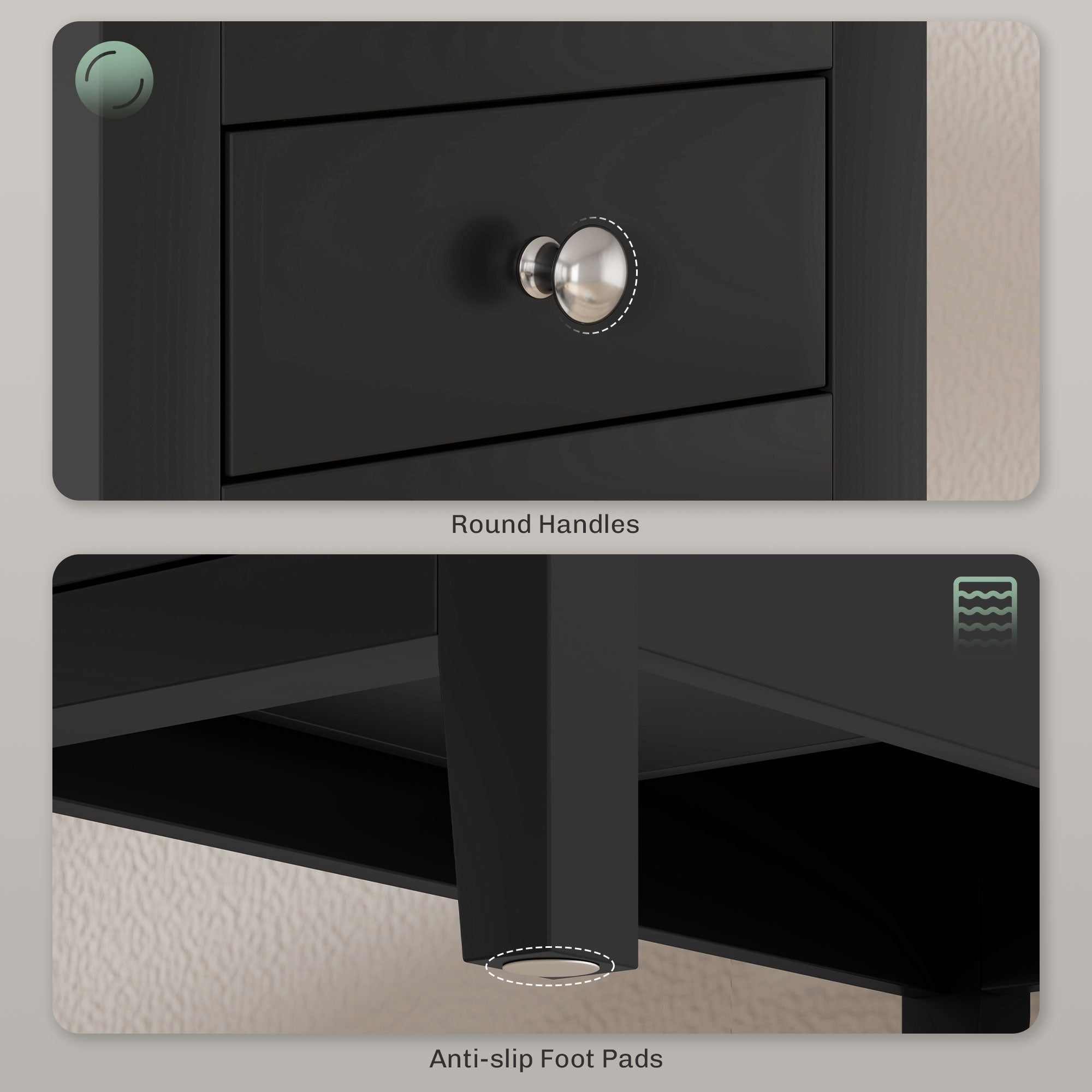 HOMCOM End Table with Charging Station and USB Ports, Modern Narrow Side Table with Storage Shelf, 2 Drawers for Living Room, Black