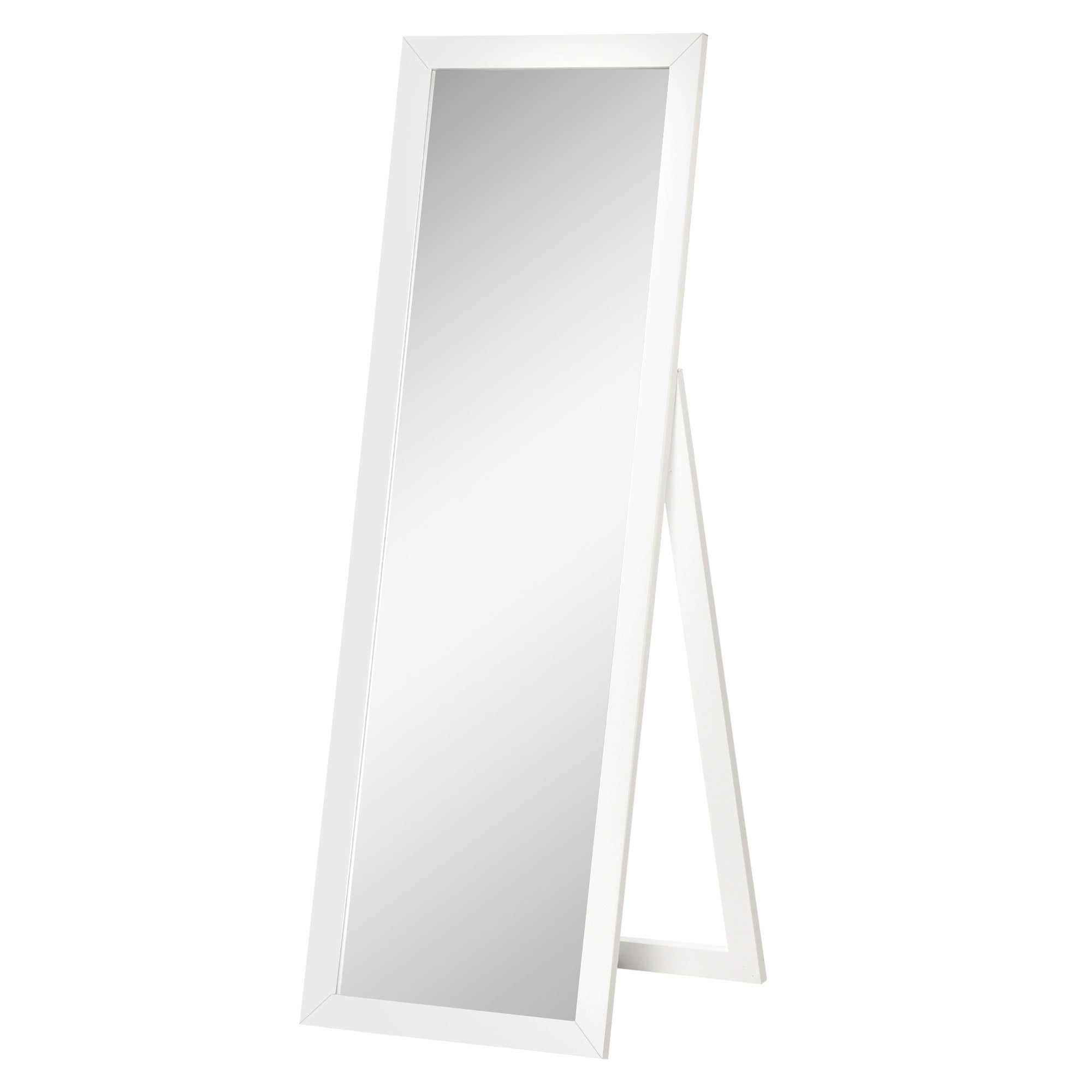 HOMCOM 58" x 20" Full Length Mirror, Floor Standing Mirror, Rectangular Full Body Mirror for Bedroom, Living Room, White