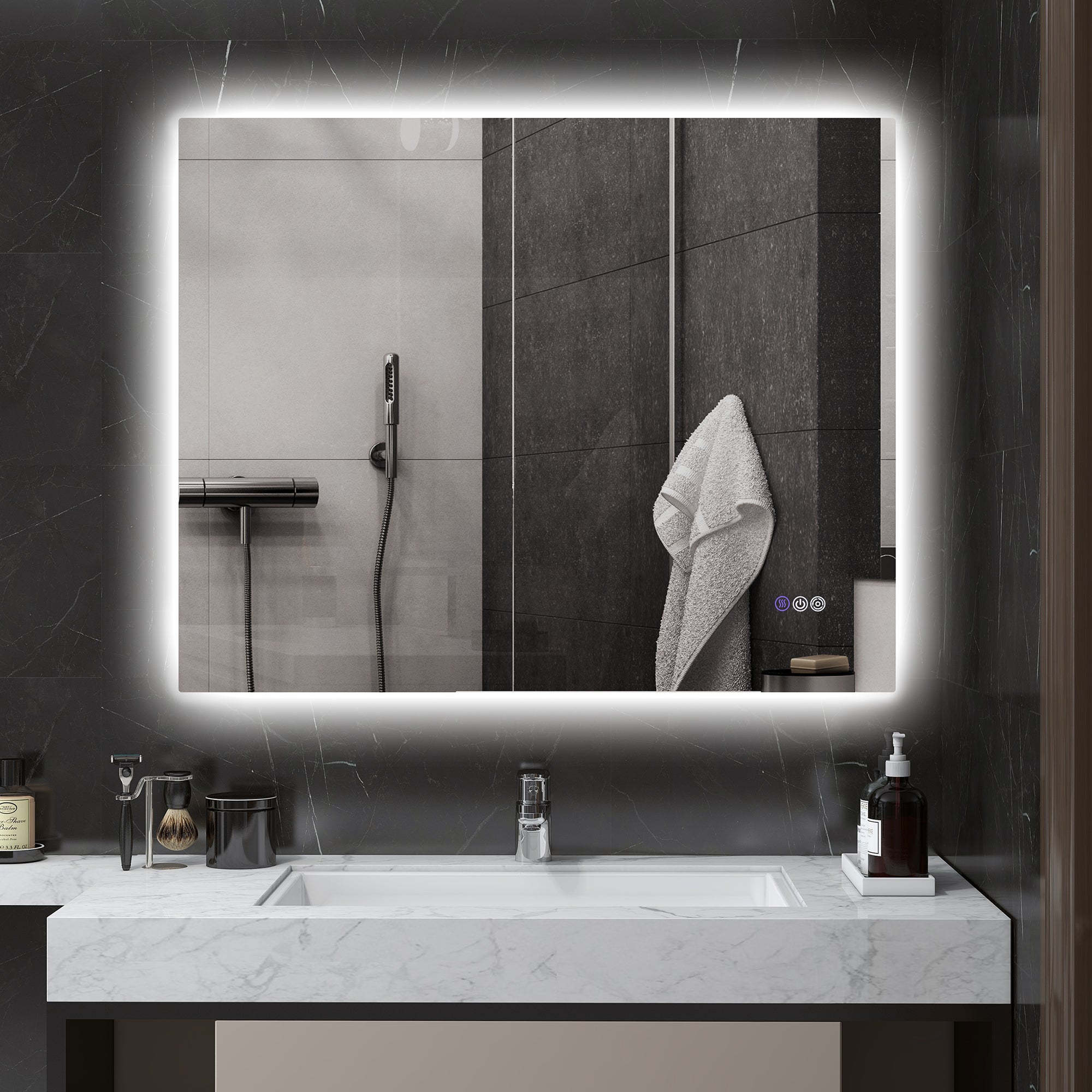 39" x 32" Dimmable Backlit LED Bathroom Mirror w/ Anti-Fog, Memory, Infinite Color Temperature