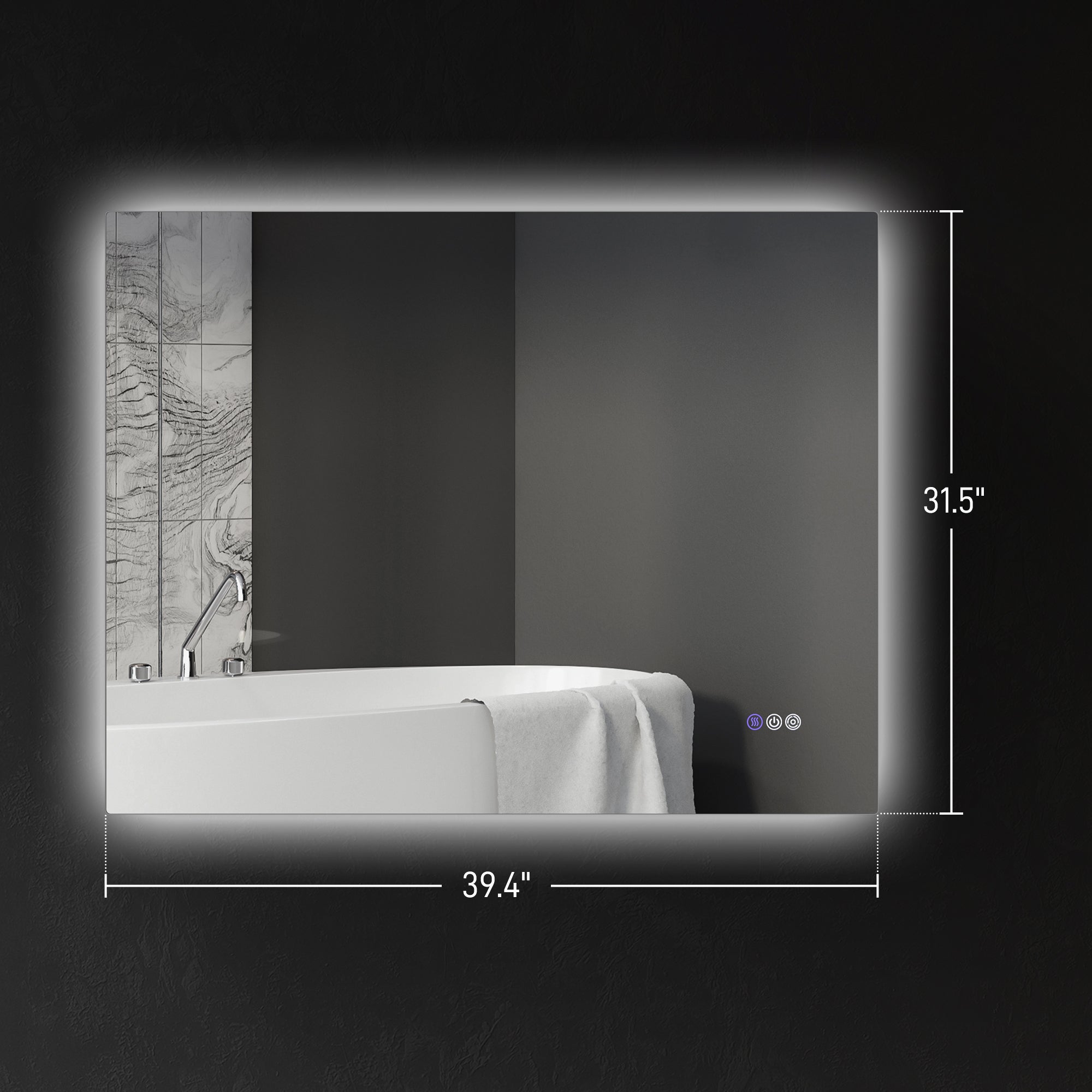 39" x 32" Dimmable Backlit LED Bathroom Mirror w/ Anti-Fog, Memory, Infinite Color Temperature