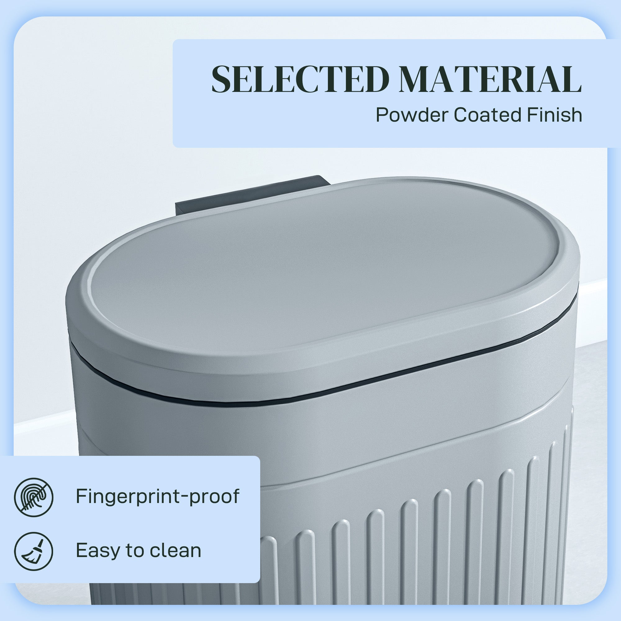 HOMCOM 20 Litre Pedal Bin, Fingerprint Proof Kitchen Bin with Soft-close Lid, Metal Rubbish Bin with Foot Pedal and Removable Inner Bucket, Grey