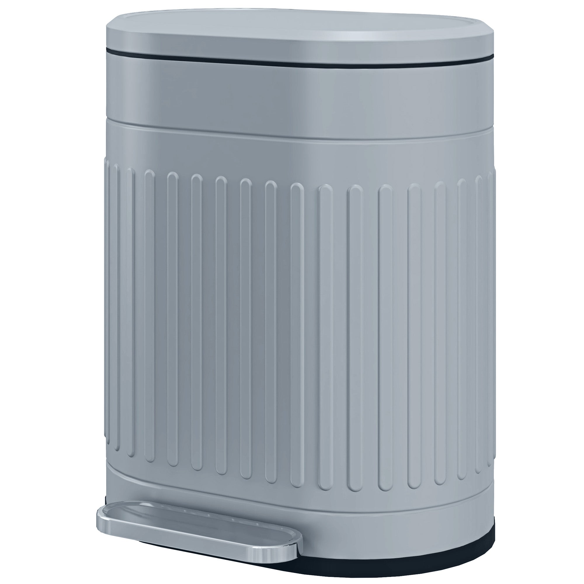 HOMCOM 20 Litre Pedal Bin, Fingerprint Proof Kitchen Bin with Soft-close Lid, Metal Rubbish Bin with Foot Pedal and Removable Inner Bucket, Grey