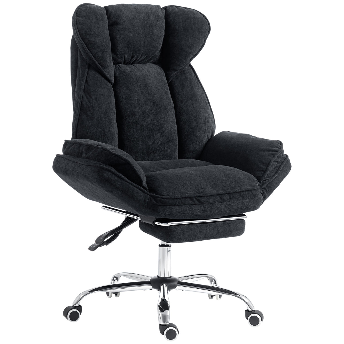 Big and Tall Office Chair, Heavy Duty High Back Desk Chair with Swivel Wheels and Footrest, Reclining Executive Snowflake Velvet, Black